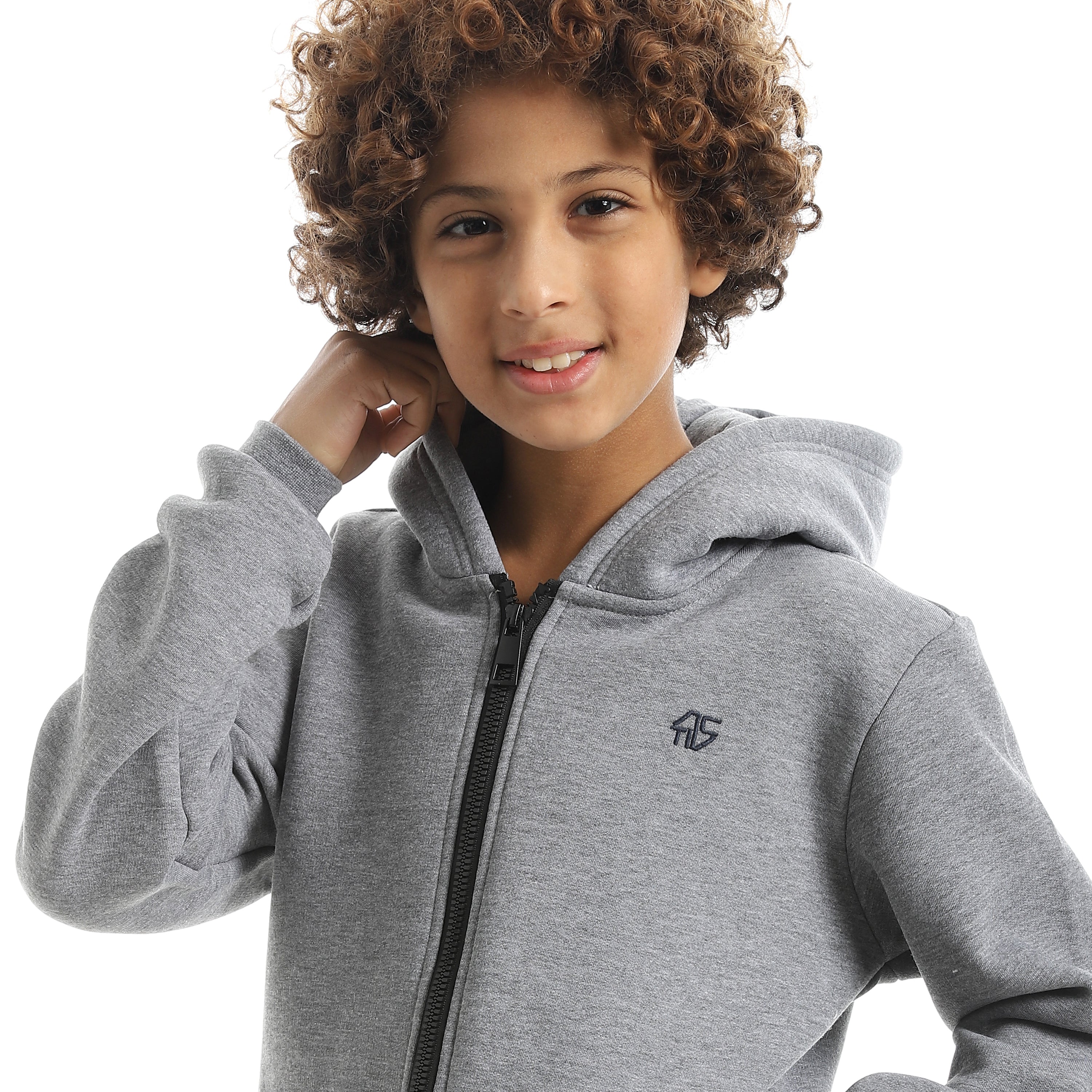 سويتشيرت اكتف سوستة كاملة بزنط - شانية غامق