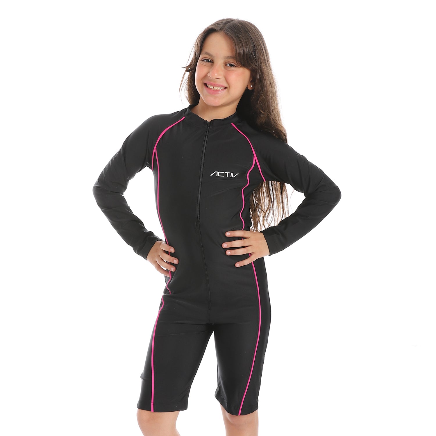 ACTIV GIRLS S/S SWIMWEAR - BLACK