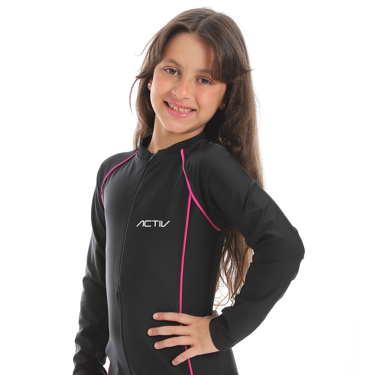 ACTIV GIRLS S/S SWIMWEAR - BLACK