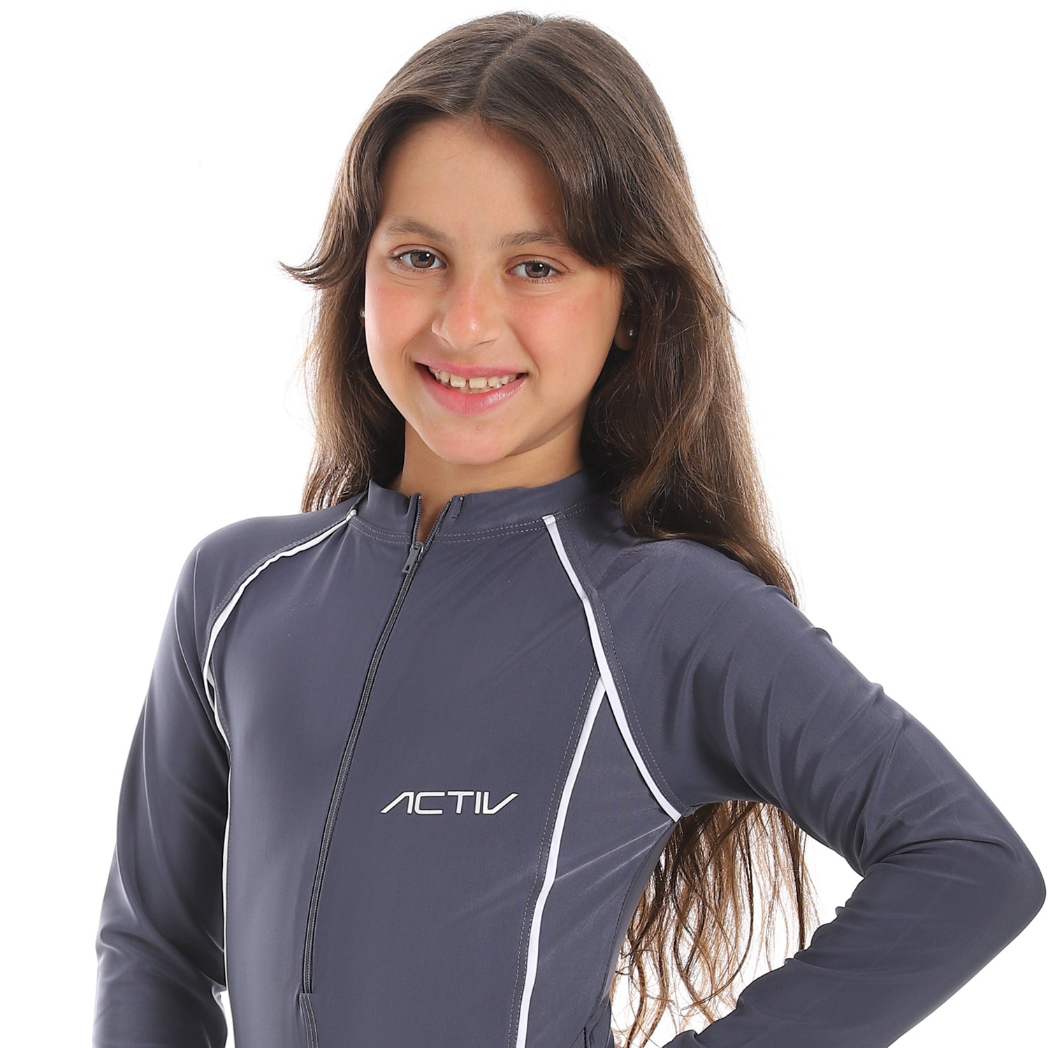 ACTIV GIRLS S/S SWIMWEAR - GREY