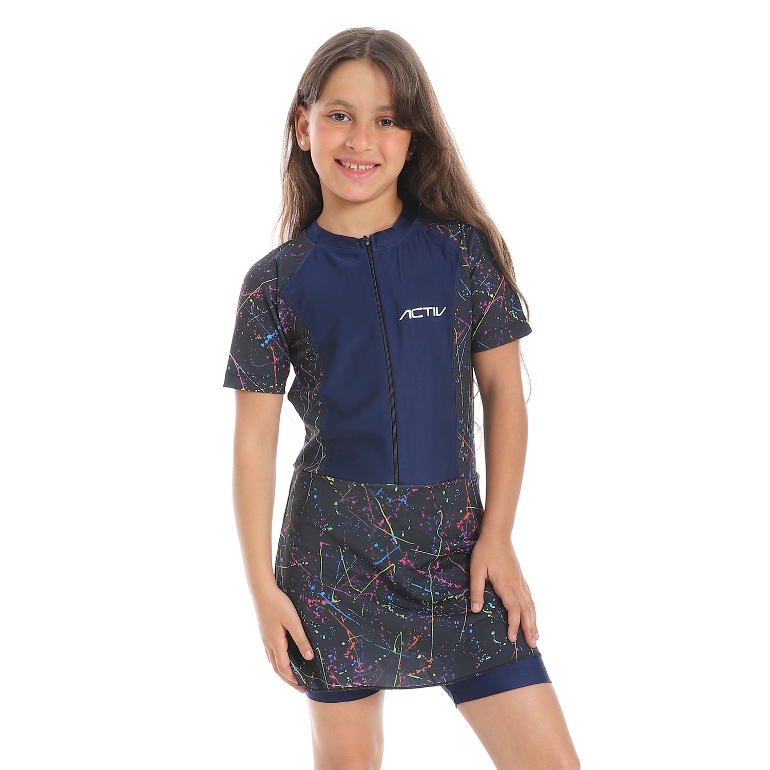 GIRLS GRAPHIC S/S SWIMWEAR - BLACK