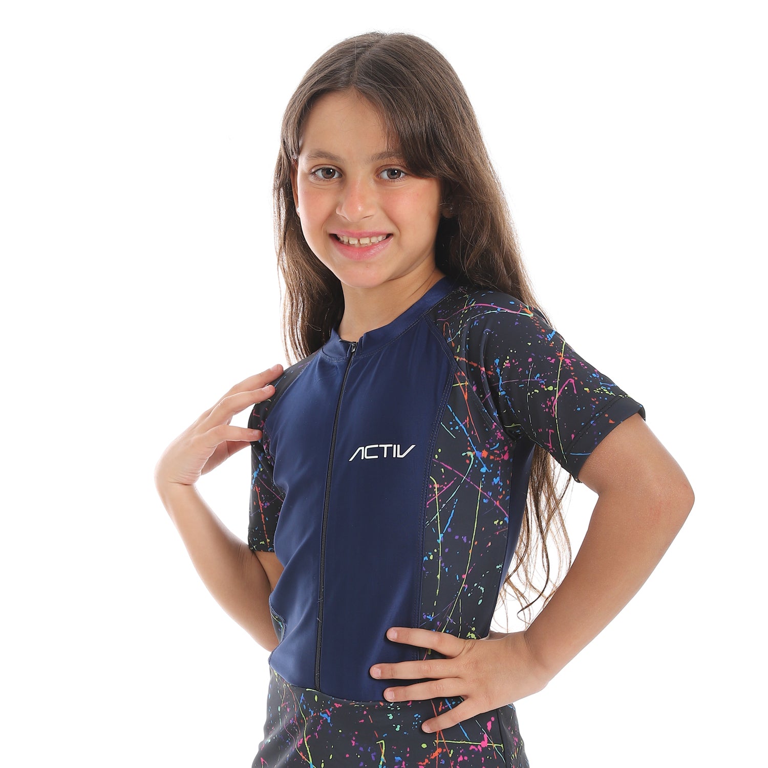 GIRLS GRAPHIC S/S SWIMWEAR - BLACK