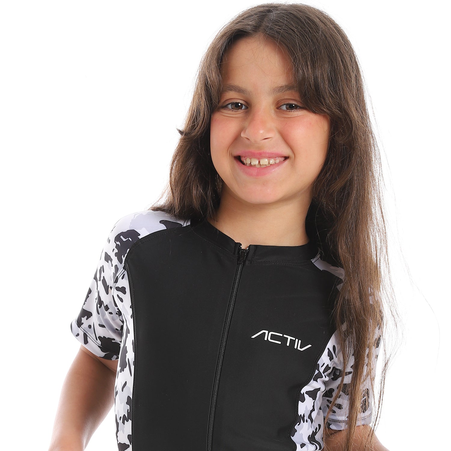 GIRLS GRAPHIC S/S SWIMWEAR - WHITE
