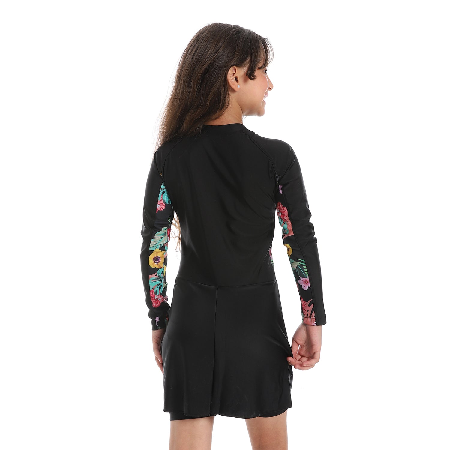 GIRLS GRAPHIC L/S SWIMWEAR - BLACK
