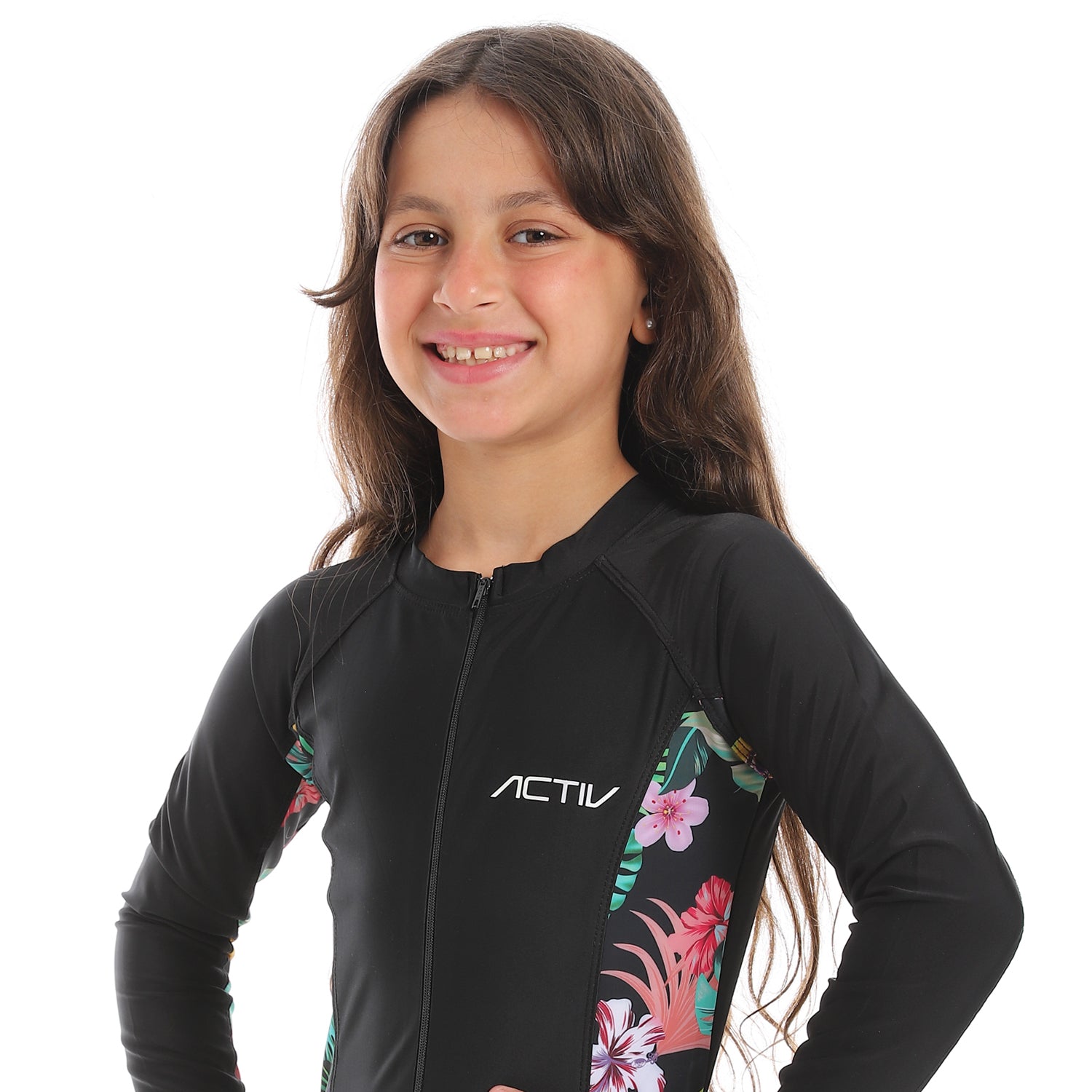 GIRLS GRAPHIC L/S SWIMWEAR - BLACK