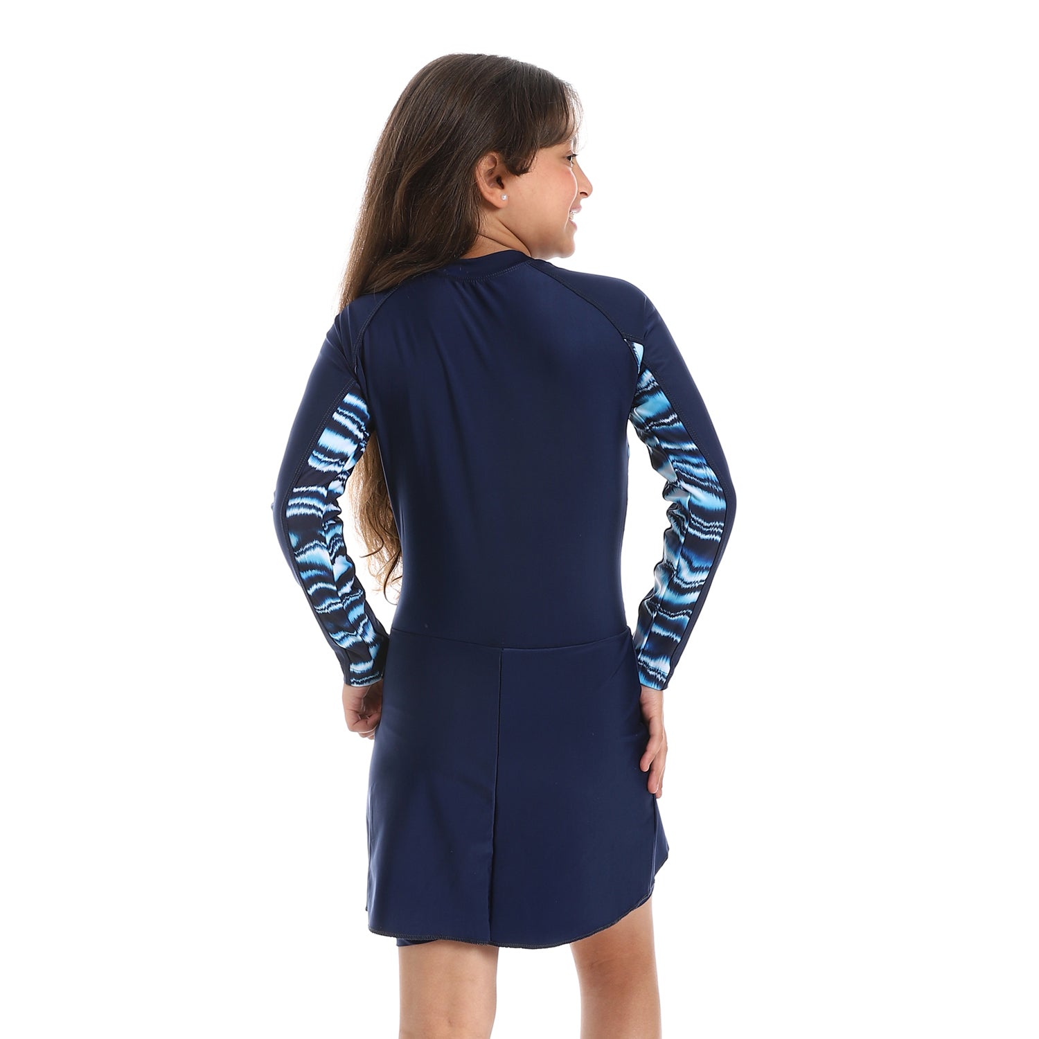 GIRLS GRAPHIC L/S SWIMWEAR - NAVY