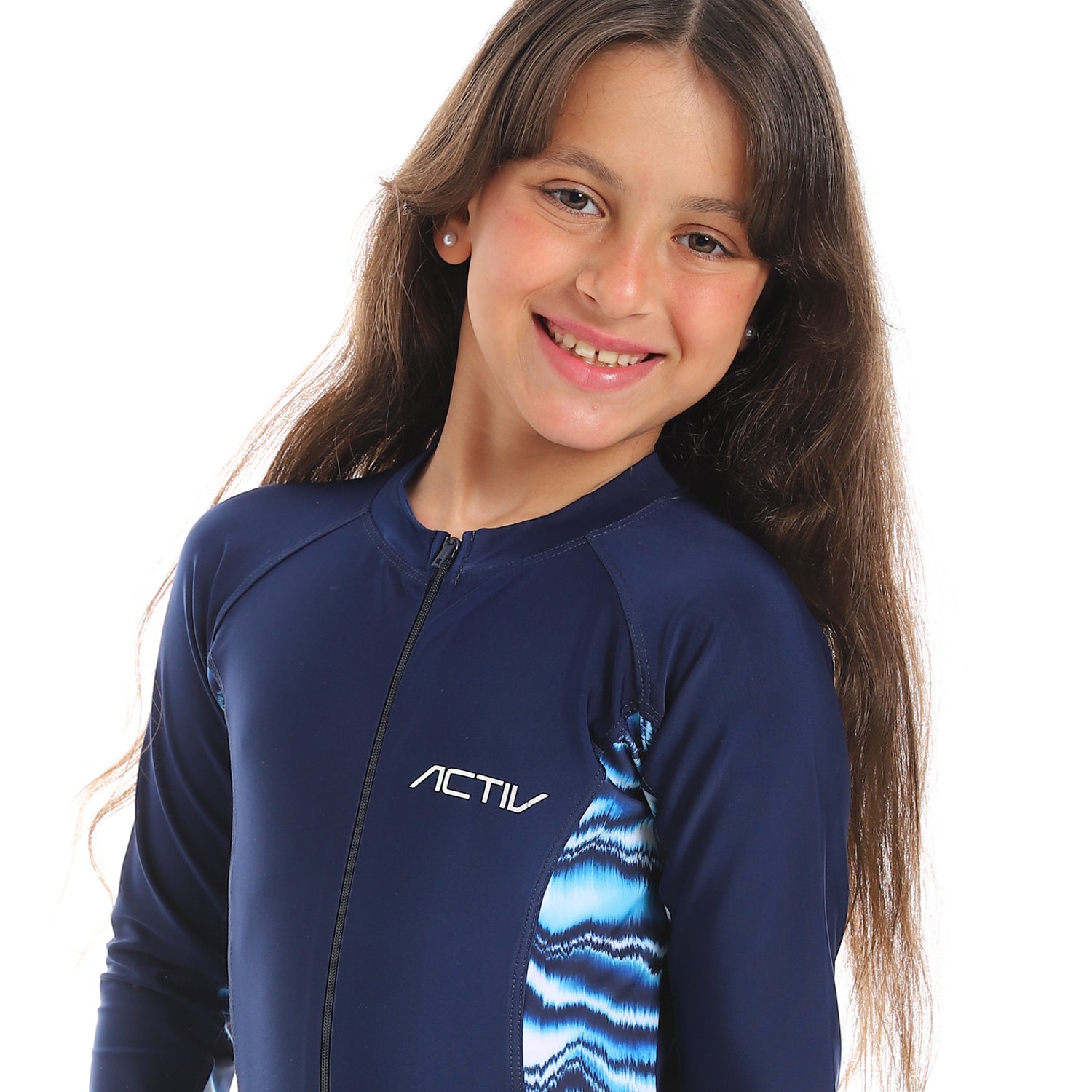 GIRLS GRAPHIC L/S SWIMWEAR - NAVY
