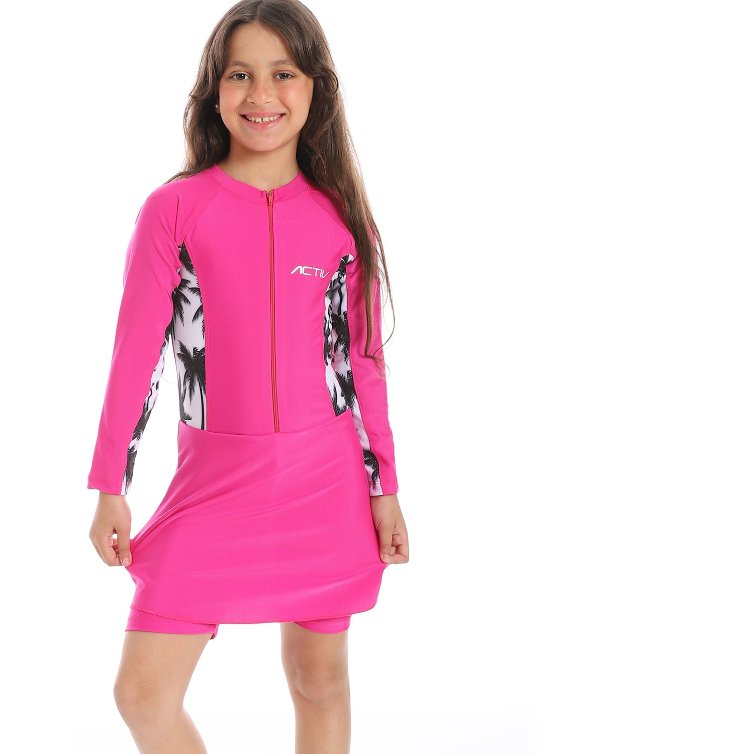 GIRLS GRAPHIC L/S SWIMWEAR - PINK