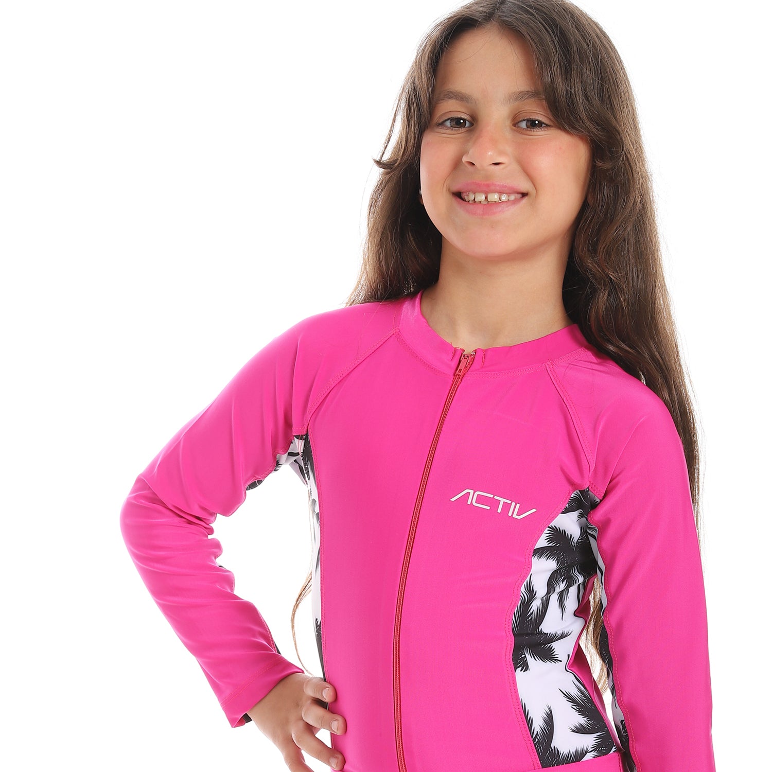 GIRLS GRAPHIC L/S SWIMWEAR - PINK