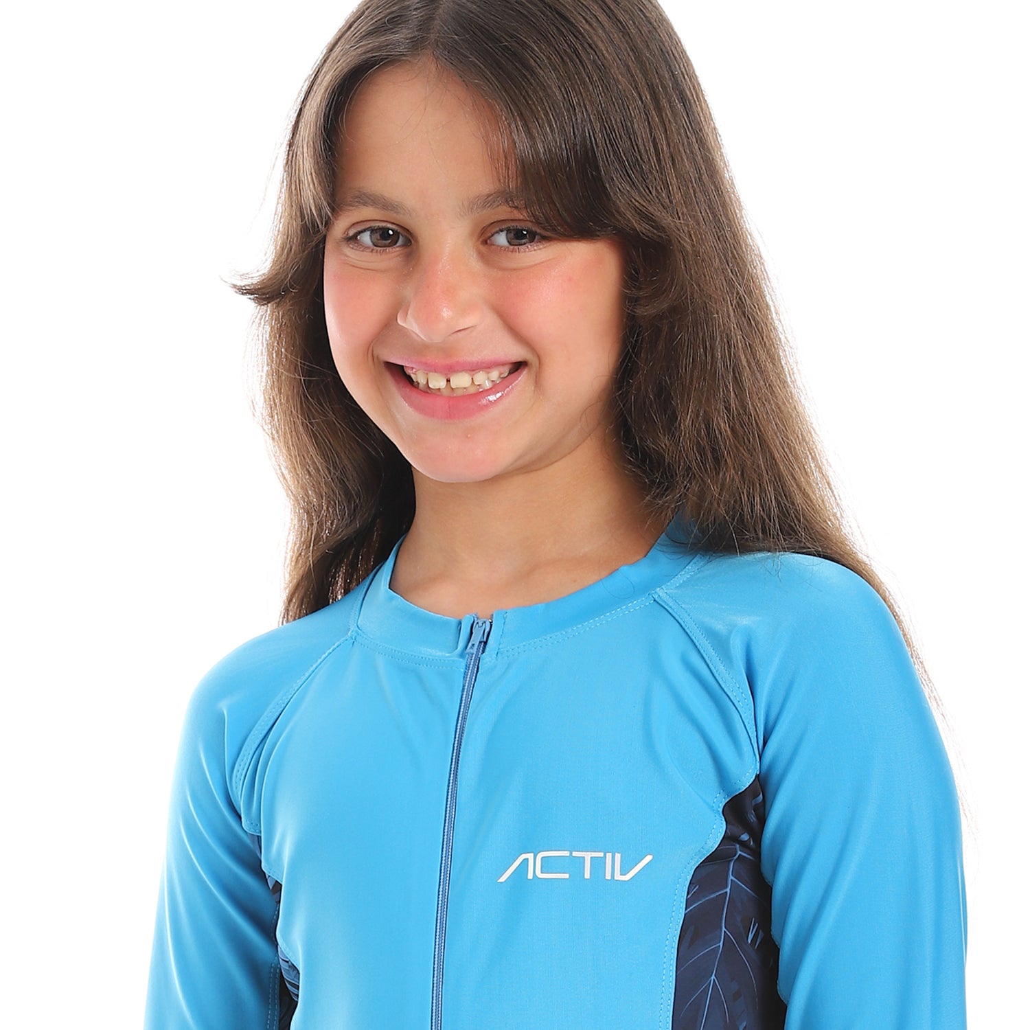 GIRLS GRAPHIC L/S SWIMWEAR - SKY BLUE