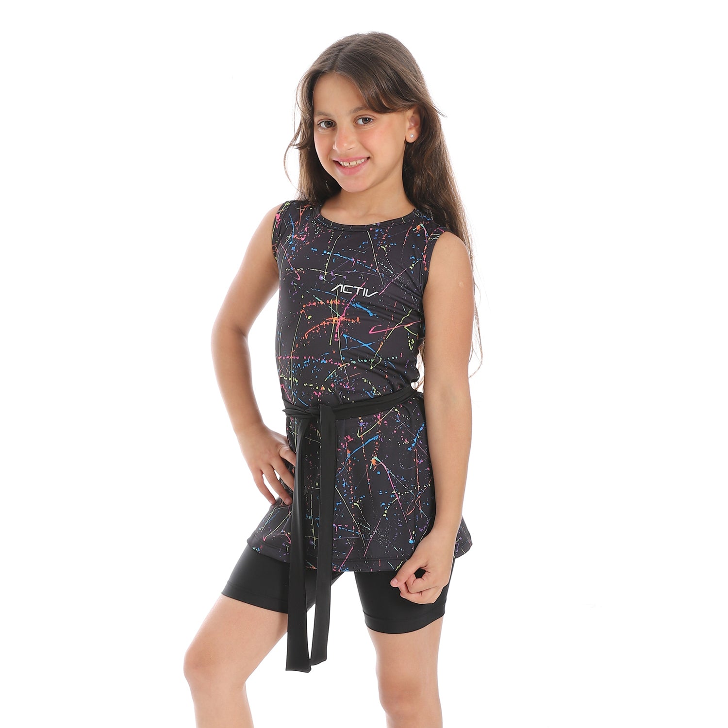 GIRLS GRAPHIC CUT SWIMWEAR - BLACK
