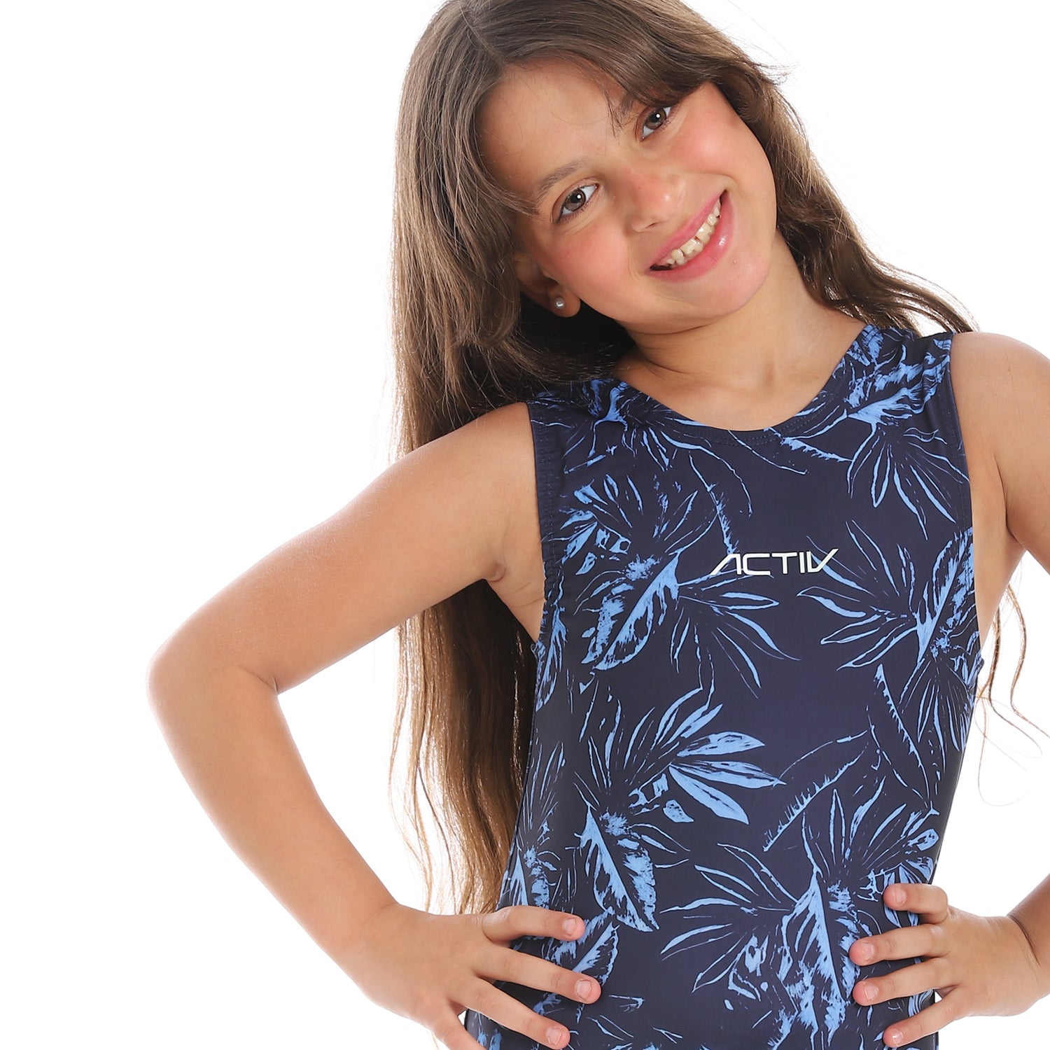 GIRLS GRAPHIC CUT SWIMWEAR - NAVY