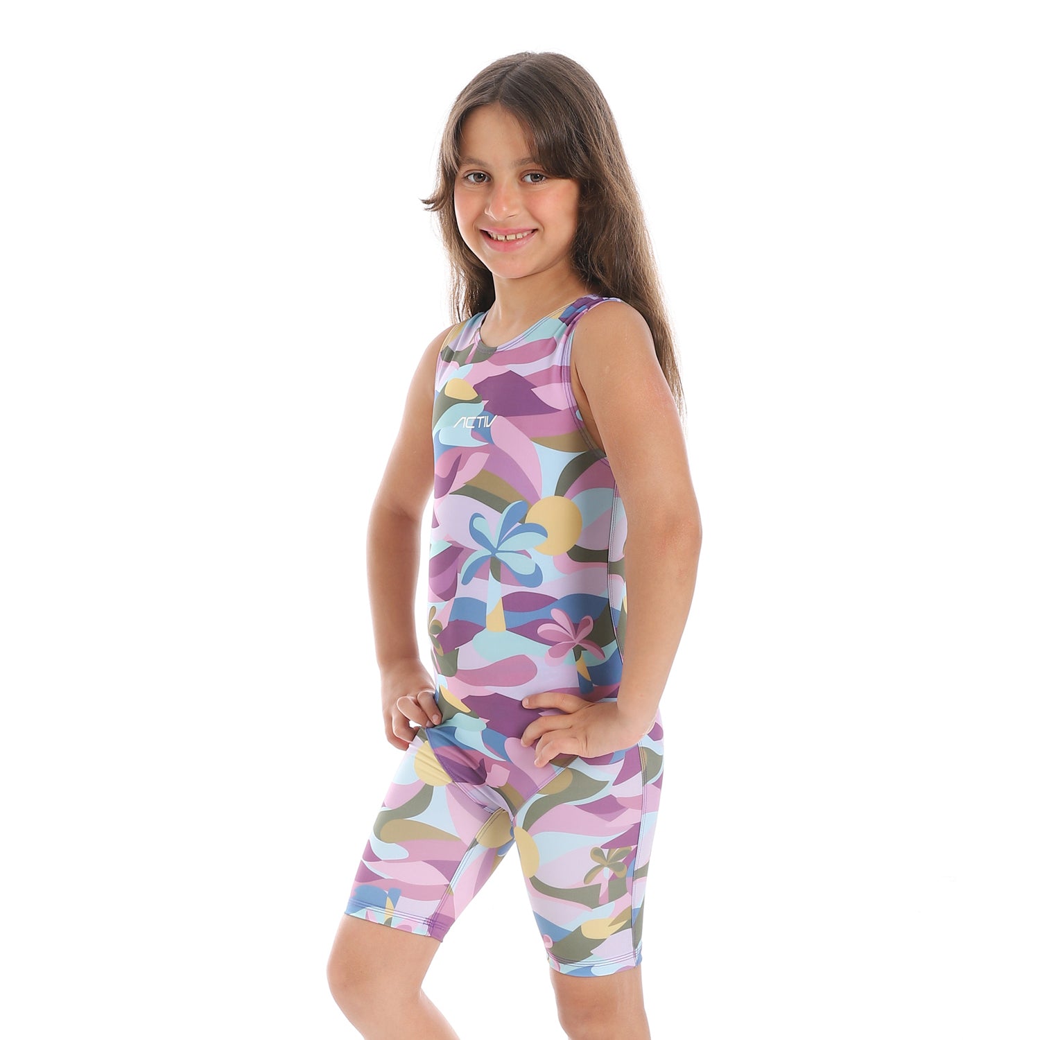 GIRLS GRAPHIC CUT SWIMWEAR - PURPLE