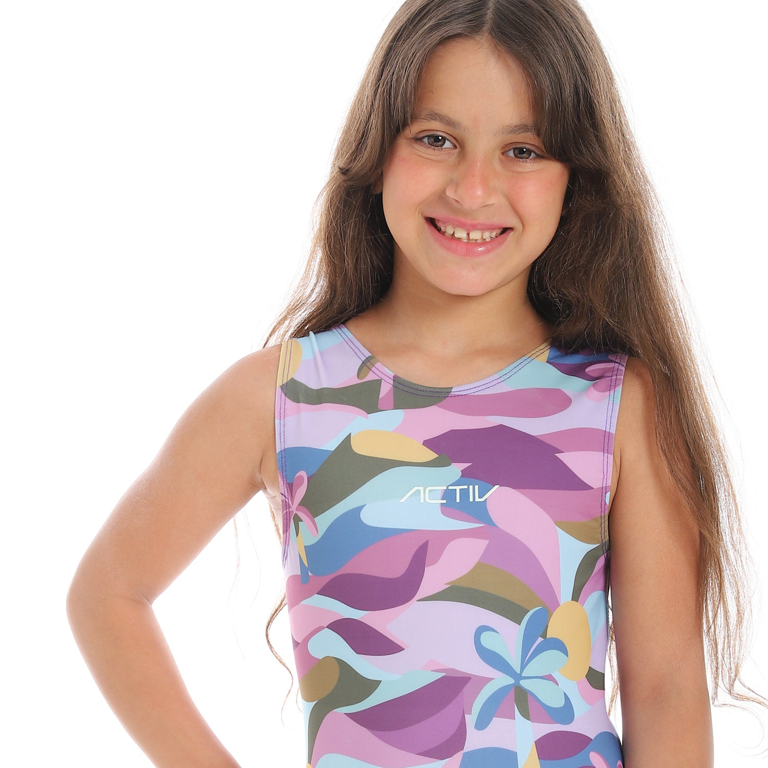 GIRLS GRAPHIC CUT SWIMWEAR - PURPLE