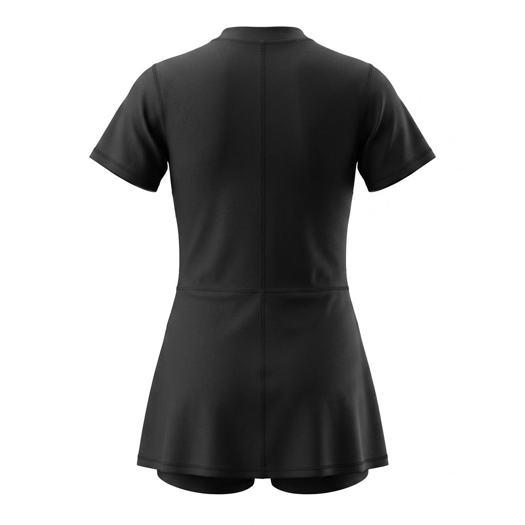 GIRLS' S/S SKIRT SWIMSUIT - BLACK