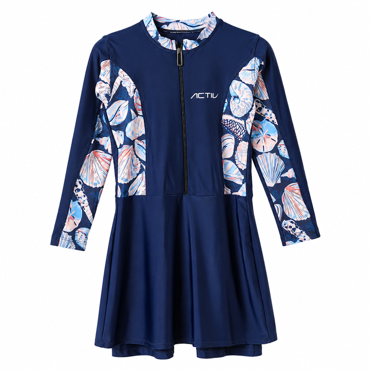 ACTIV GIRLS L/S SWIMSUIT+SKIRT - NAVY