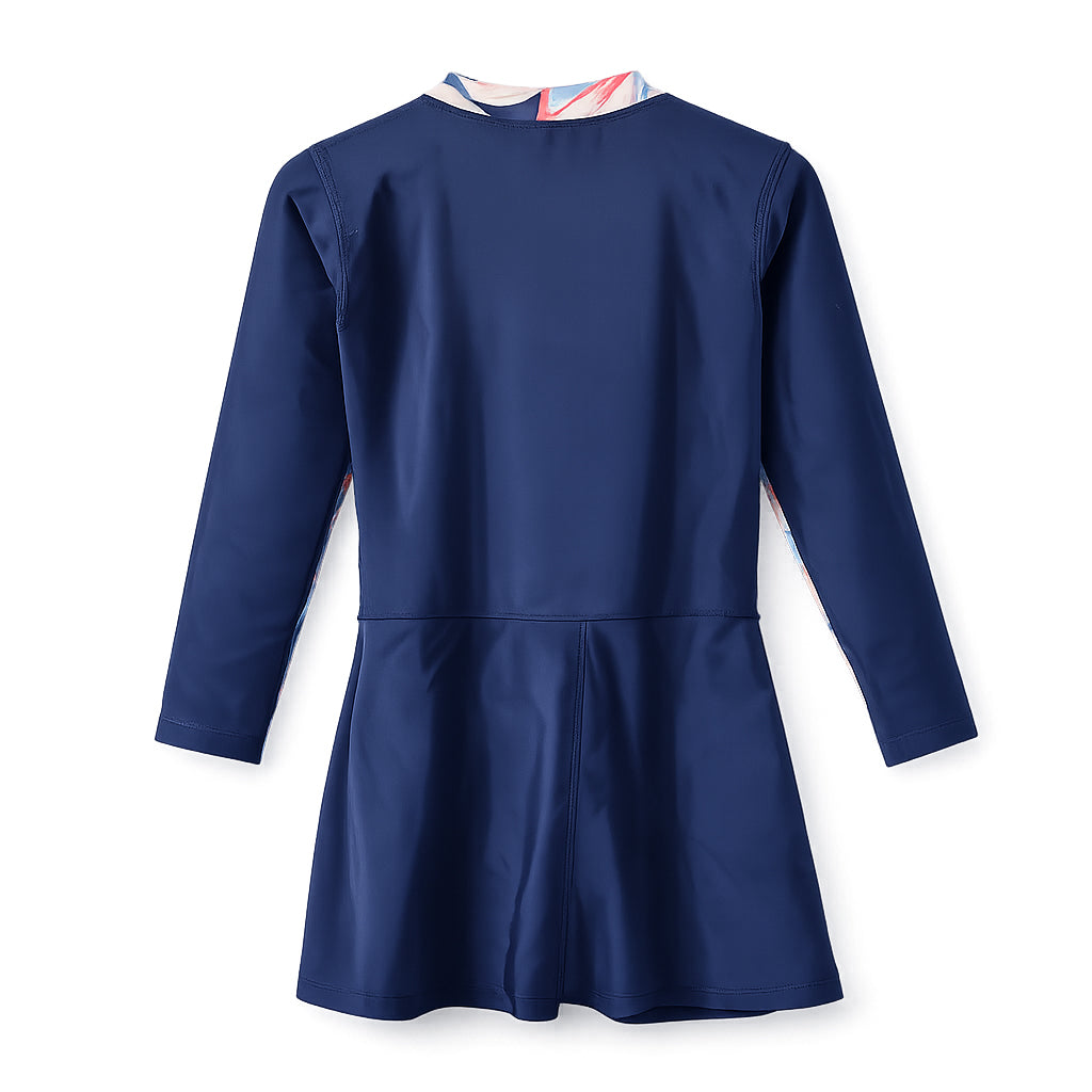 ACTIV GIRLS L/S SWIMSUIT+SKIRT - NAVY