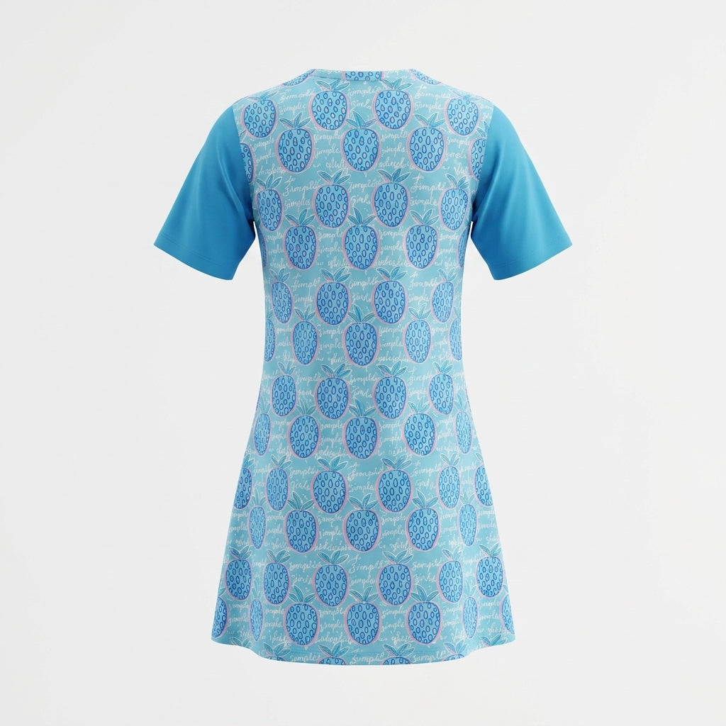 GIRLS S/S SWIMSUIT WITH SHORTS - SKY BLUE