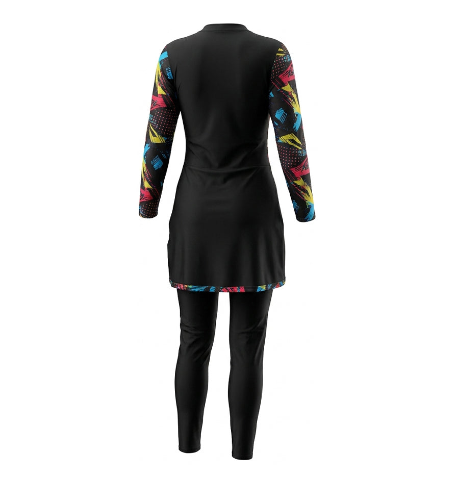 GIRLS L/S SWIMSUIT 3 PIECES - اسود