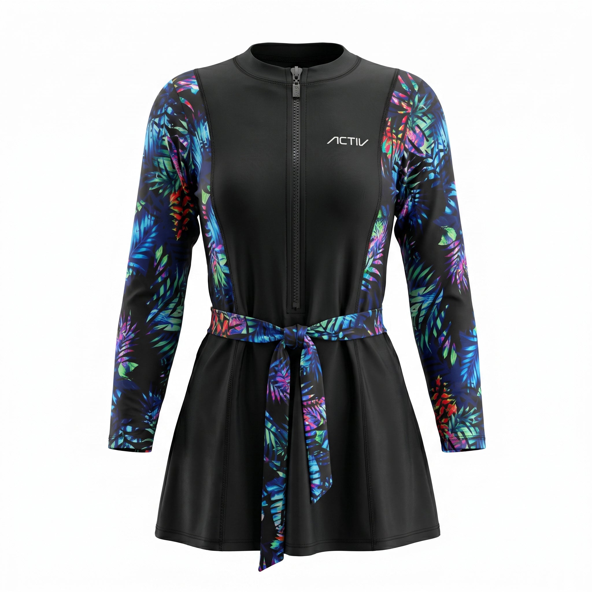مايوه قطعتين كم طويل بدريس - اسود