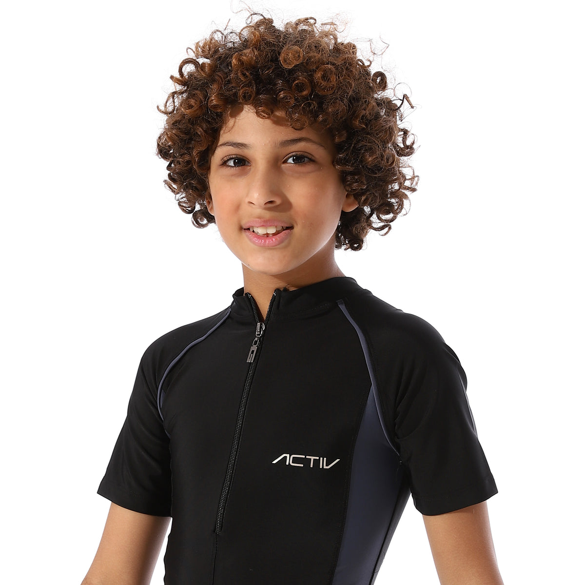 ACTIV BOYS S/S SWIM SET 2PIECE - BLK & GRY