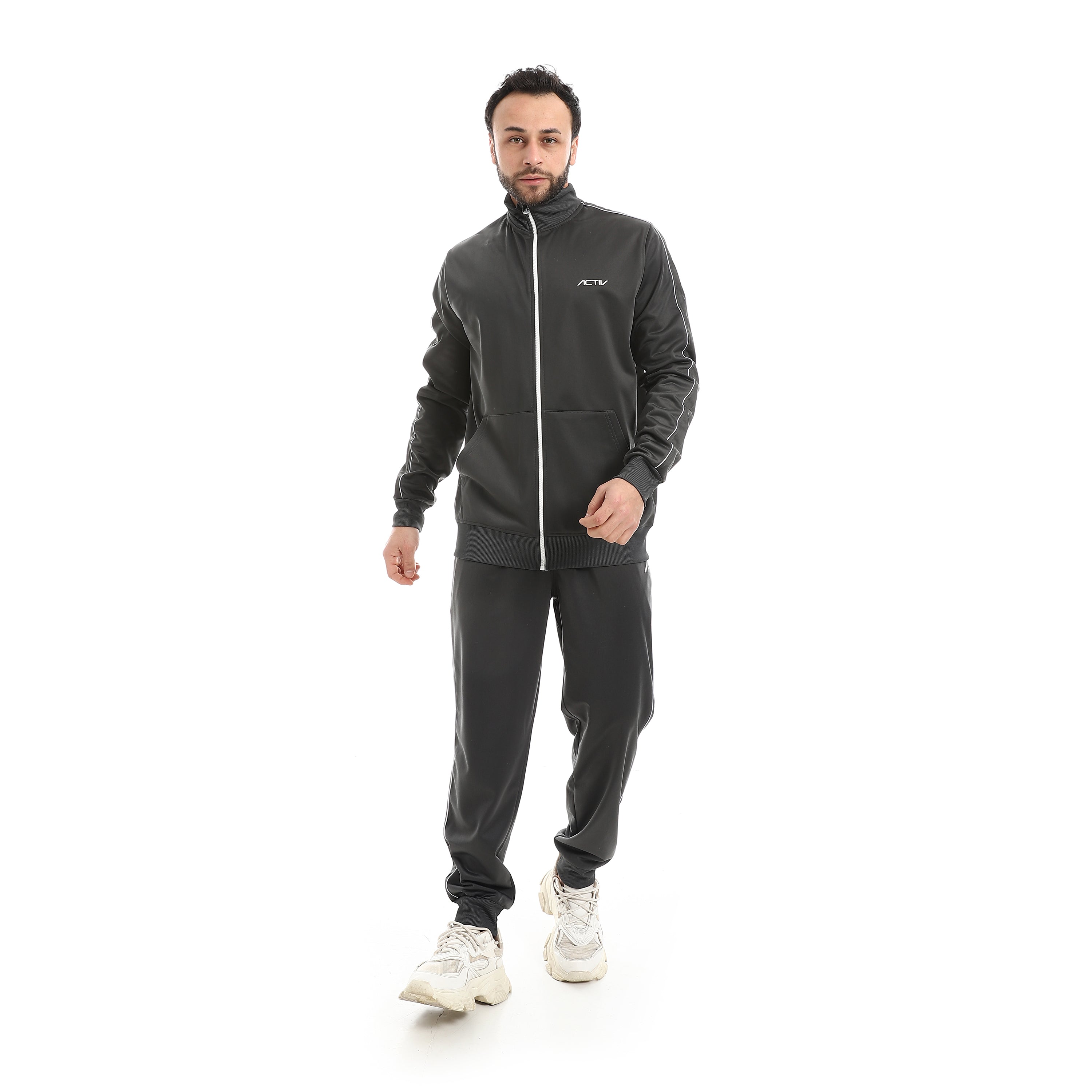 MOTION PIPING FULL ZIP SET - L.GREY