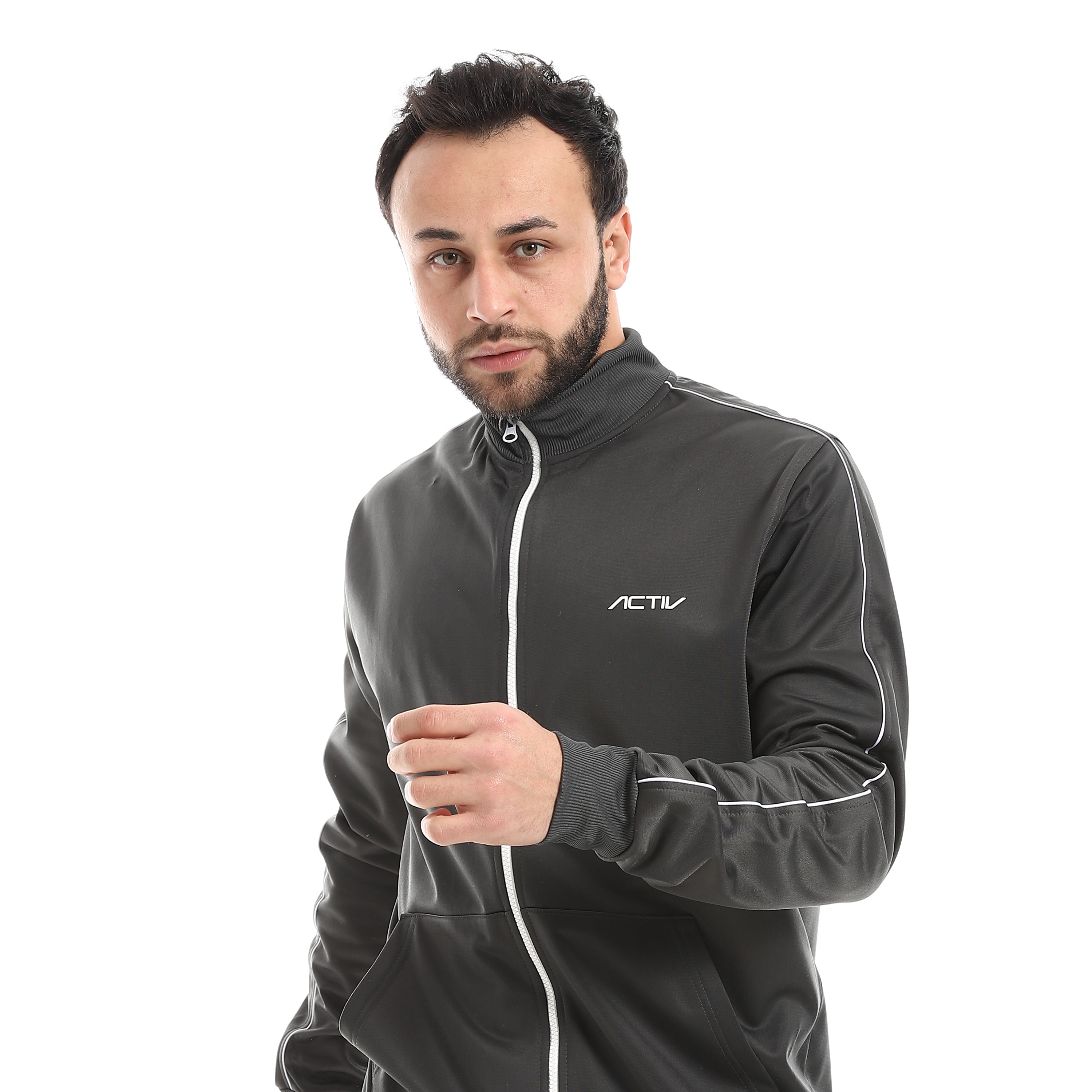 MOTION PIPING FULL ZIP SET - L.GREY