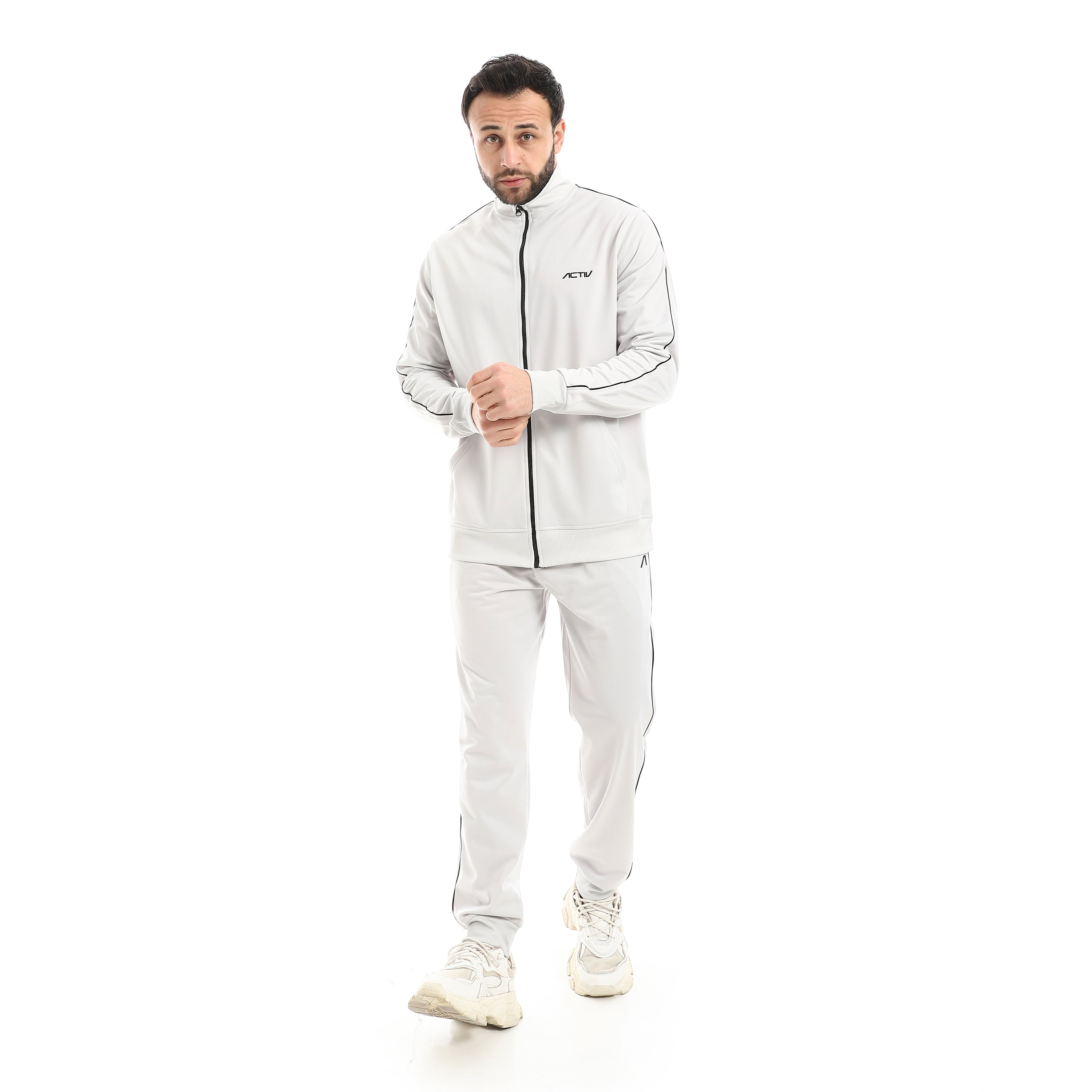 MOTION PIPING FULL ZIP SET - GREY
