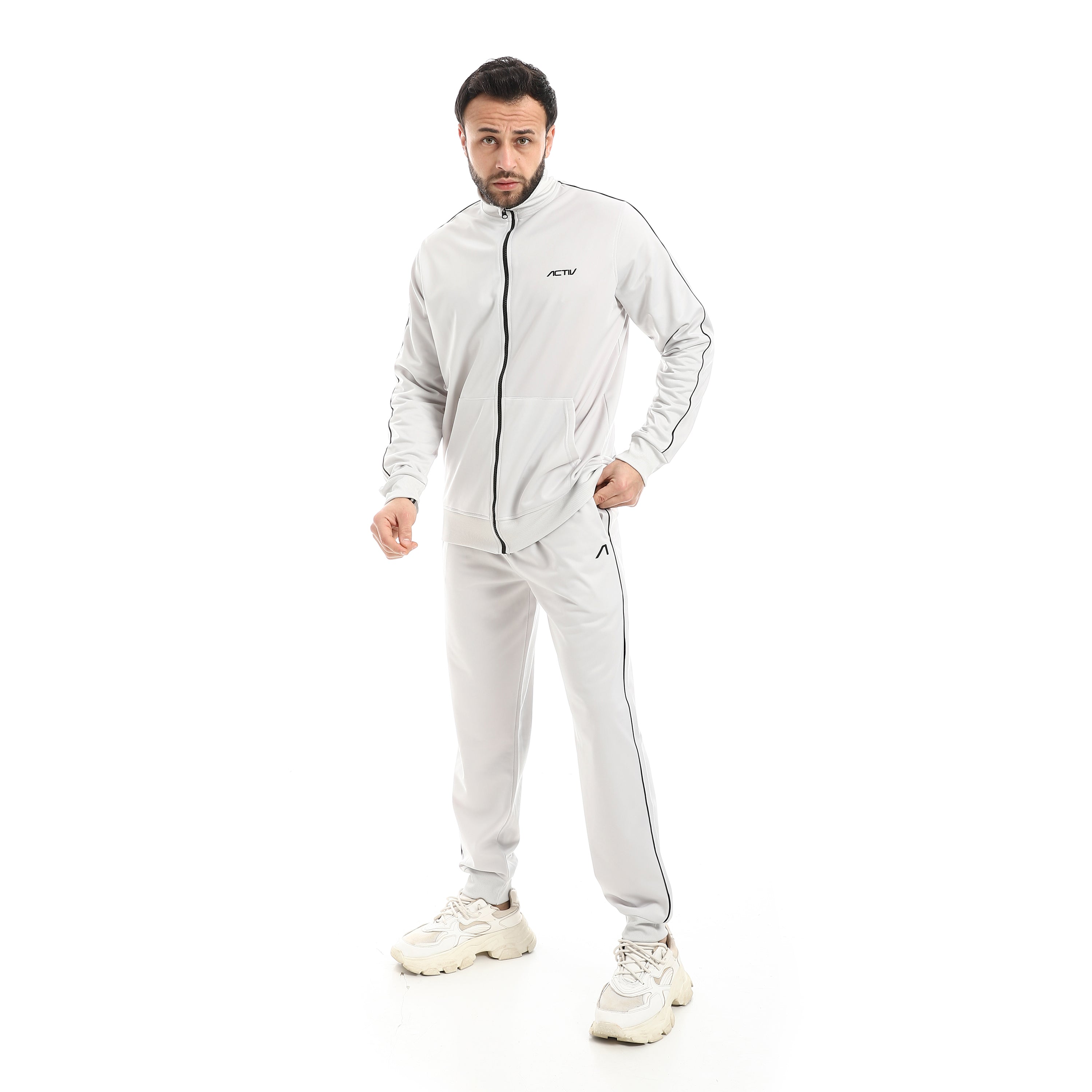 MOTION PIPING FULL ZIP SET - GREY