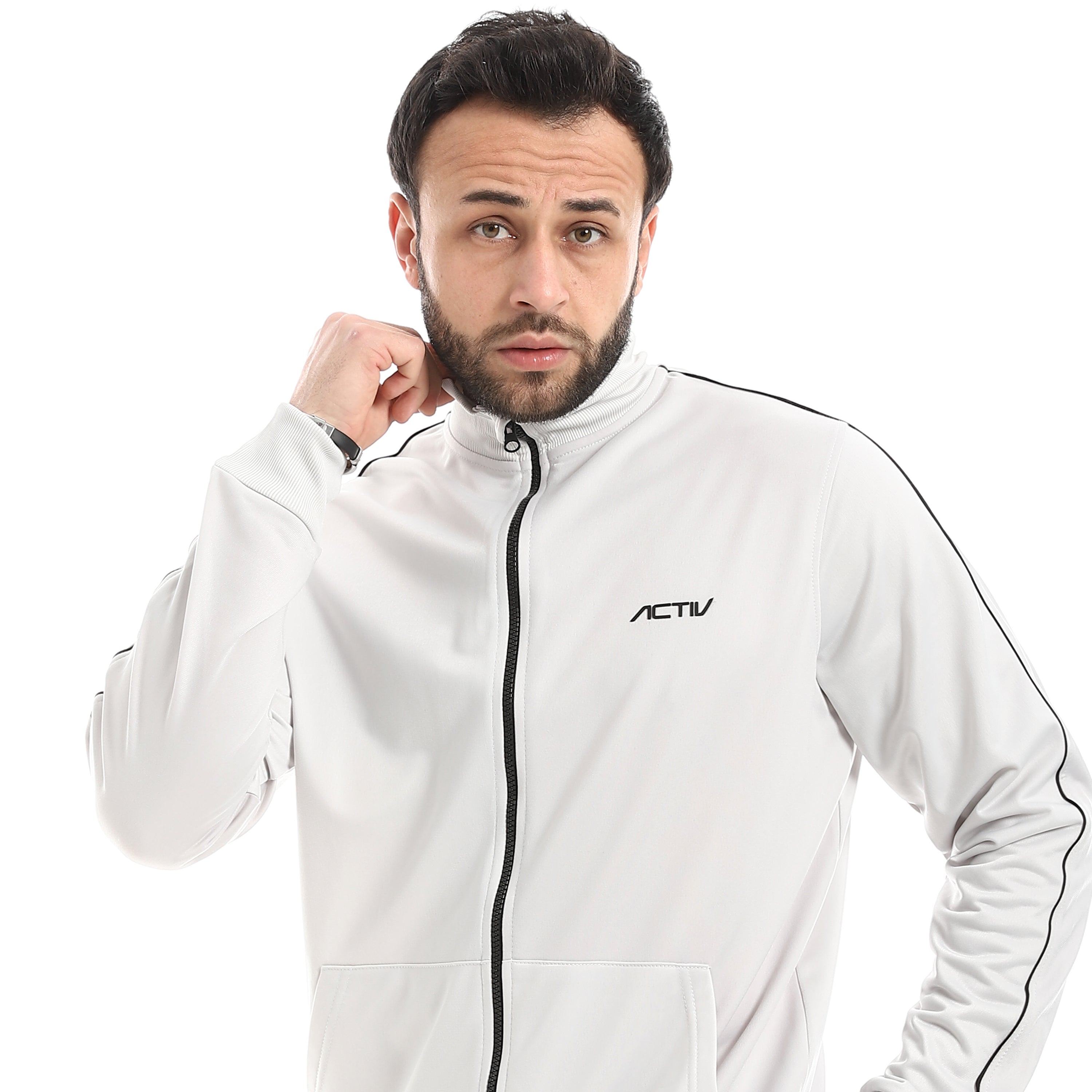 MOTION PIPING FULL ZIP SET - GREY
