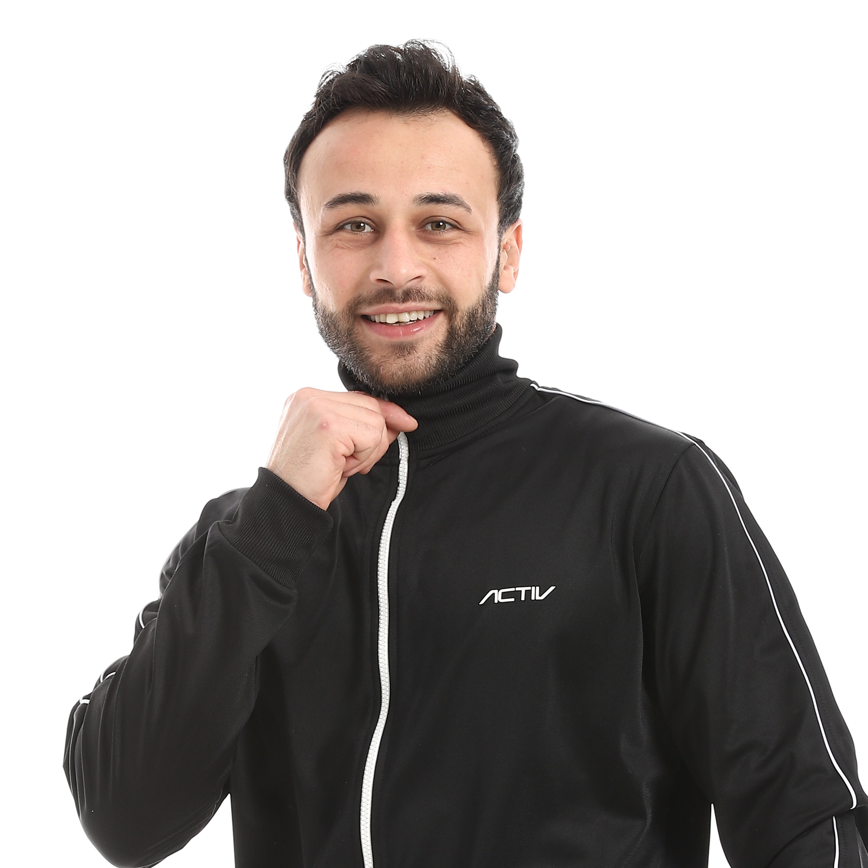 MOTION PIPING FULL ZIP SET - BLACK
