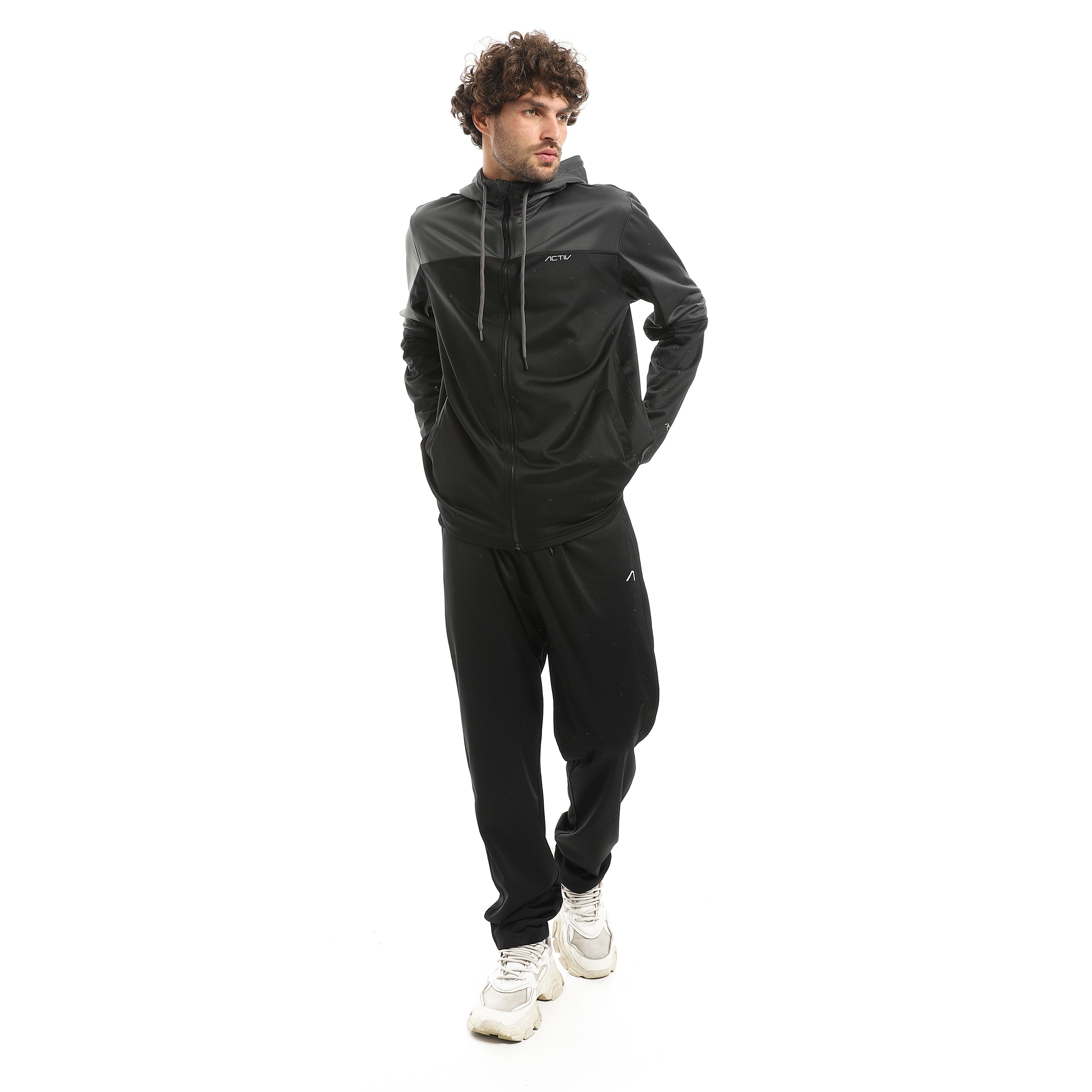 TWO TONED PULSE FULL ZIP SET - GRY & BLK