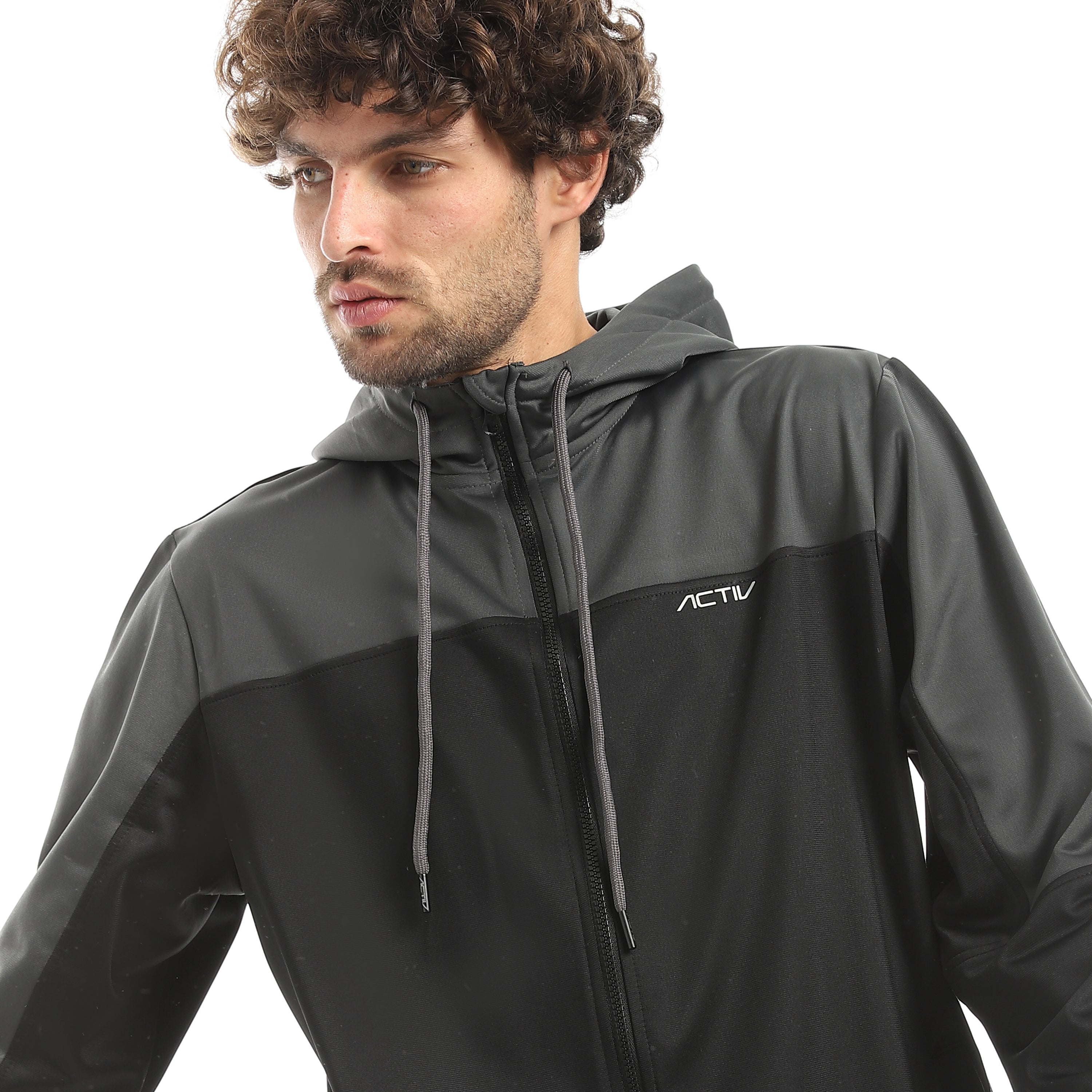 TWO TONED PULSE FULL ZIP SET - GRY & BLK
