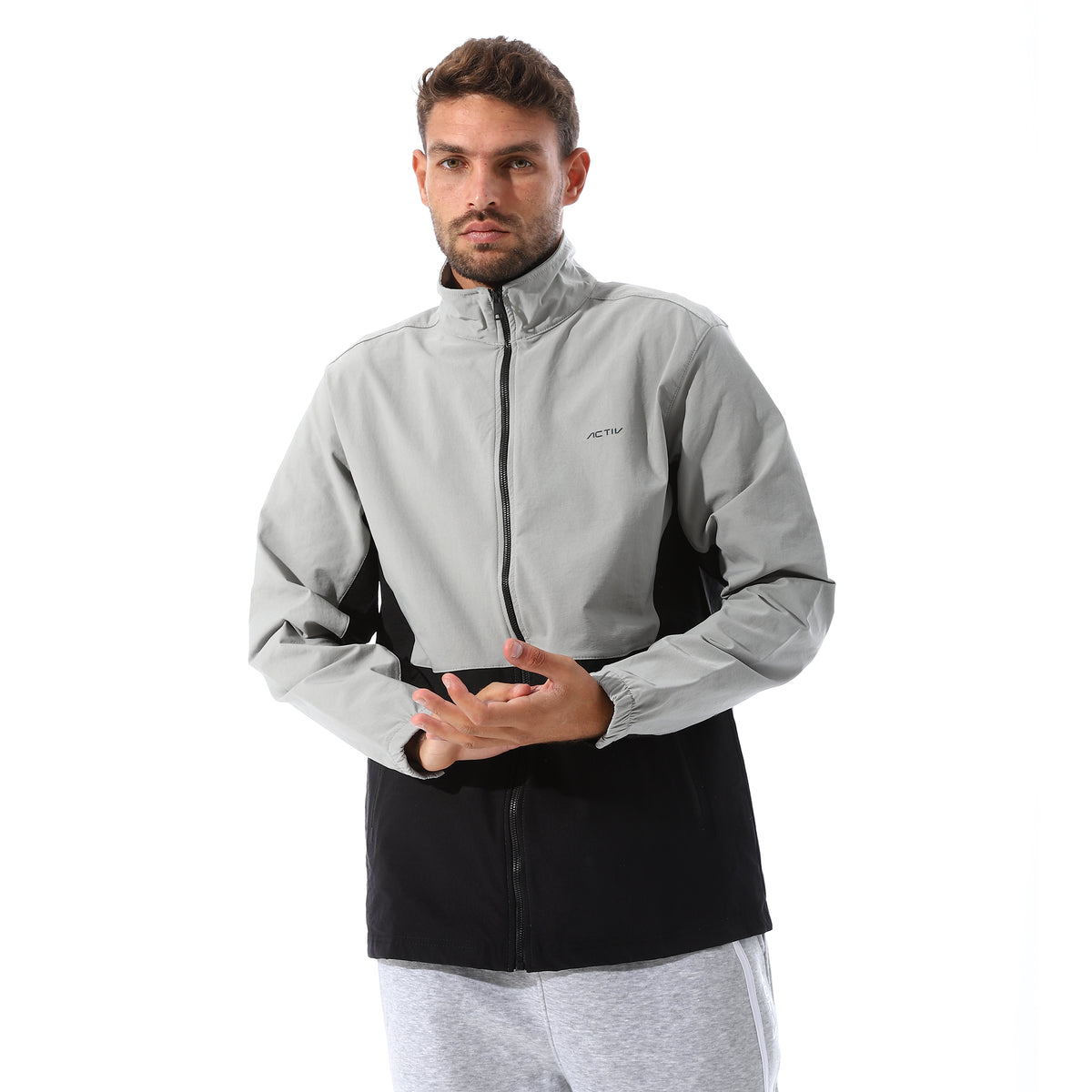 ACTIV MEN'S TRACK JACKET - GRY & BLK