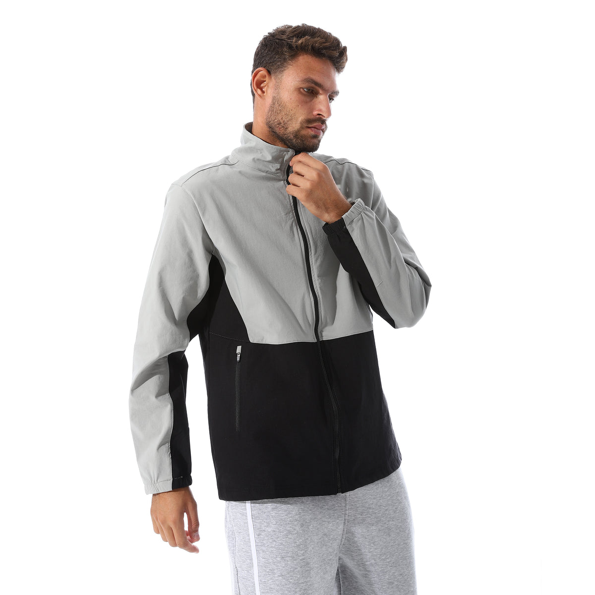 ACTIV MEN'S TRACK JACKET - GRY & BLK