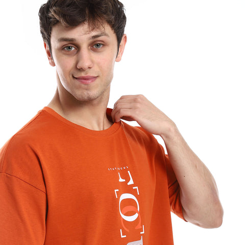 OVERSIZED FOCUS PRINT T-SHIRT - ORANGE