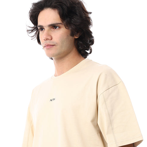 SEAM DETAIL OVERSIZED TSHIRT - BEIGE