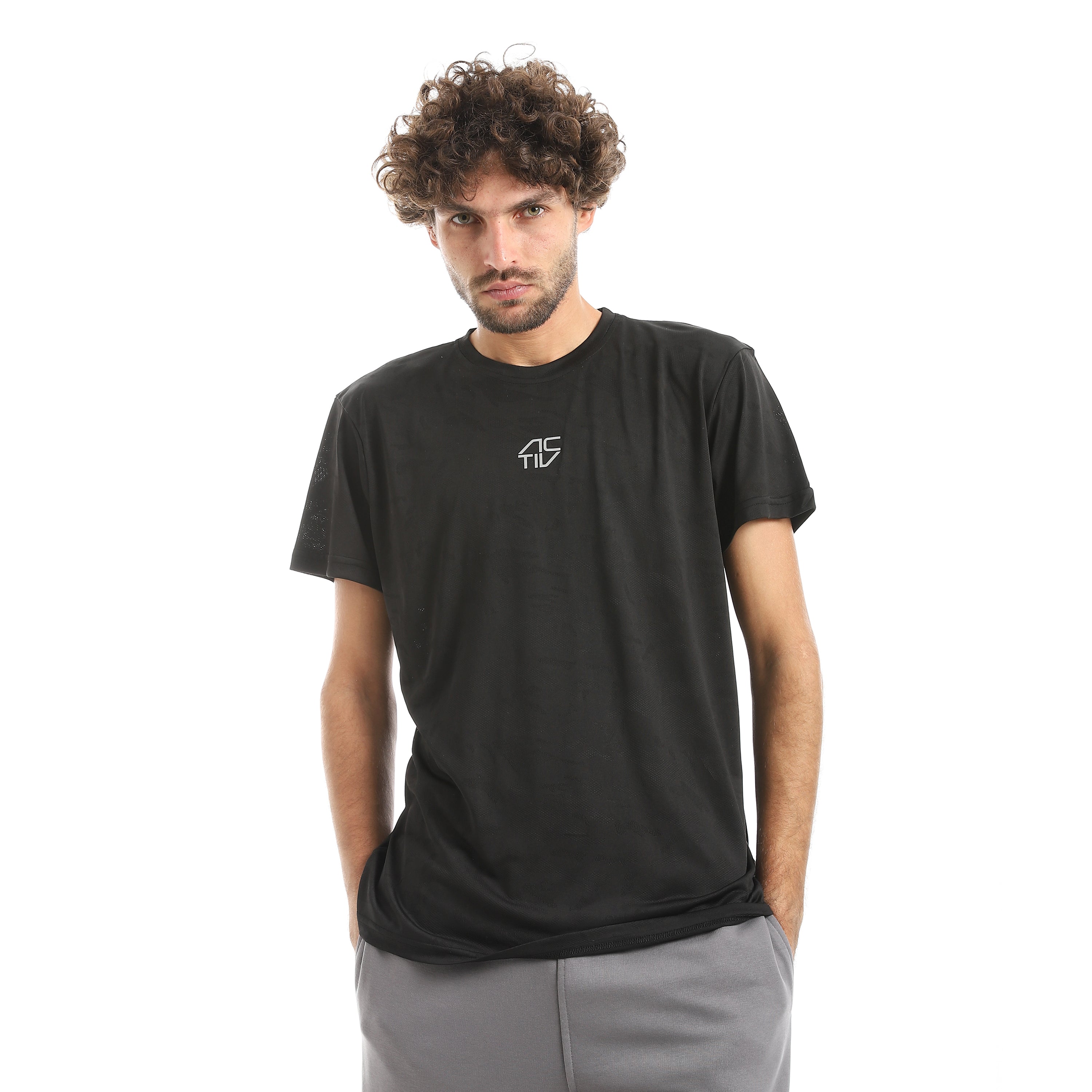 تي شيرت اكتف رجالي - اسود