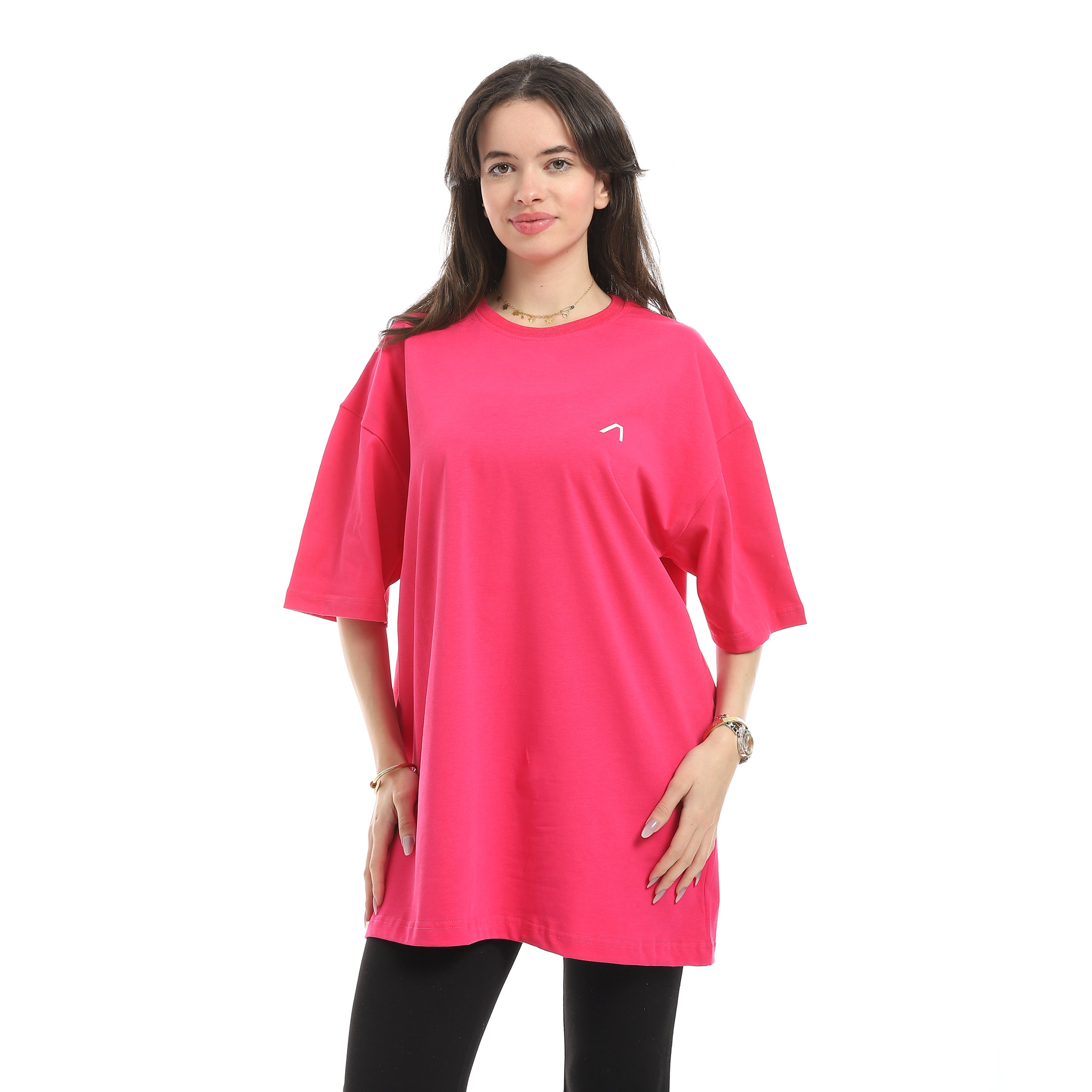 LOGO PRINT OVERSIZED T-SHIRT - FUCHSIA