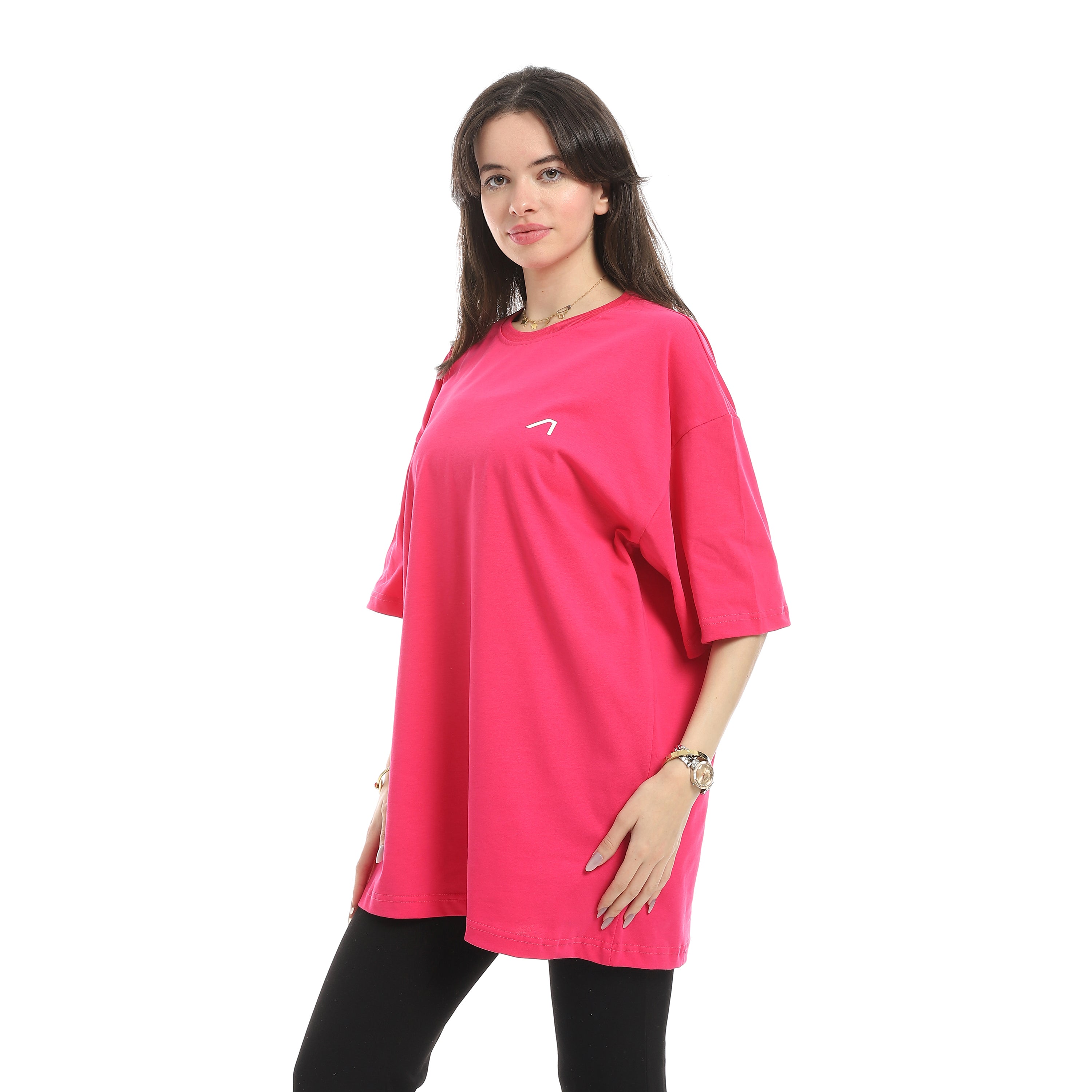 LOGO PRINT OVERSIZED T-SHIRT - FUCHSIA