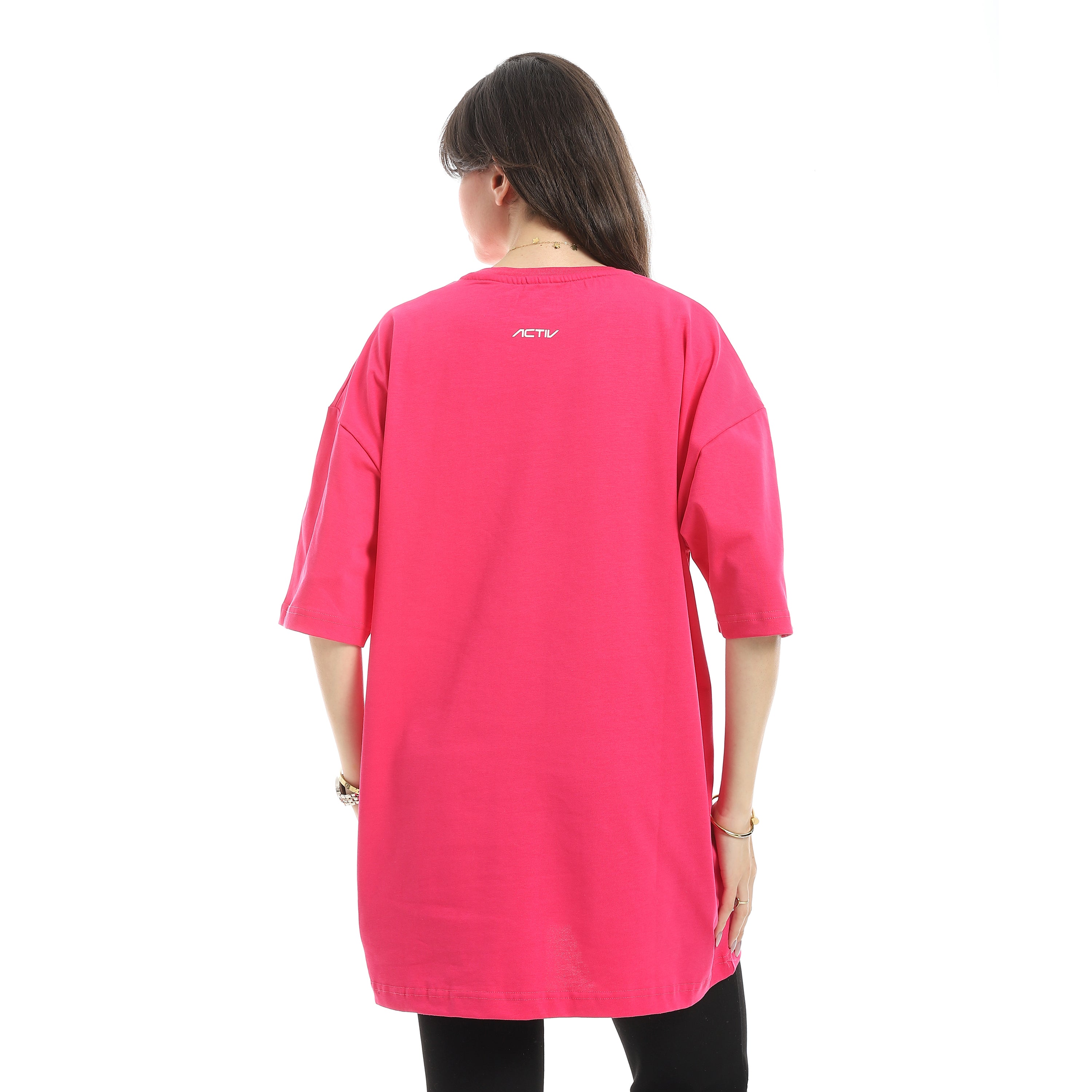 LOGO PRINT OVERSIZED T-SHIRT - FUCHSIA
