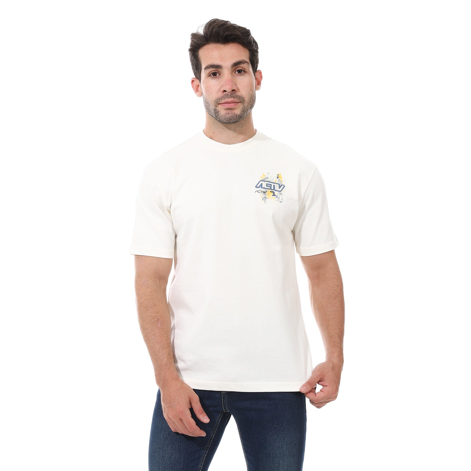تى شيرت اكتف رجالى - ابيض