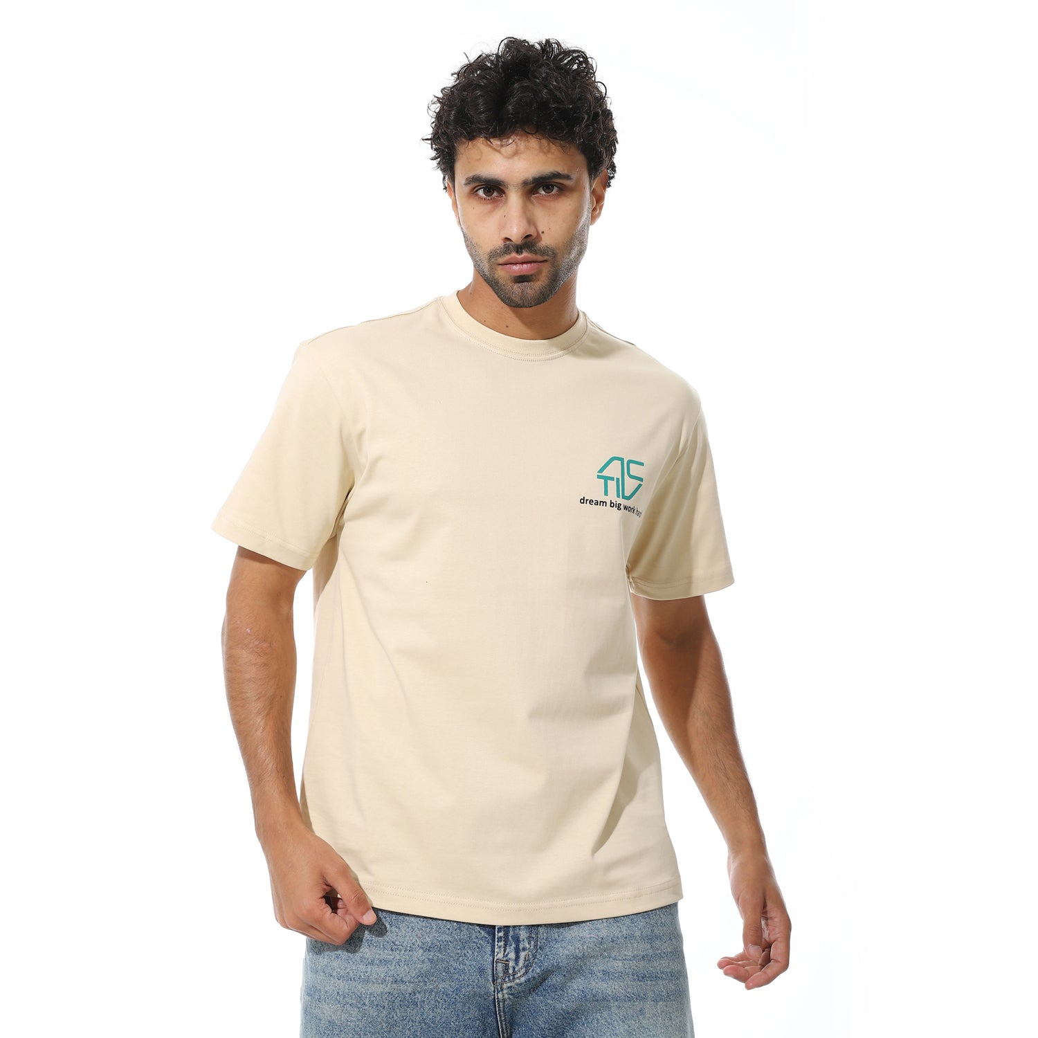 ACTIV MEN'S BASIC T-SHIRT - CREAMY
