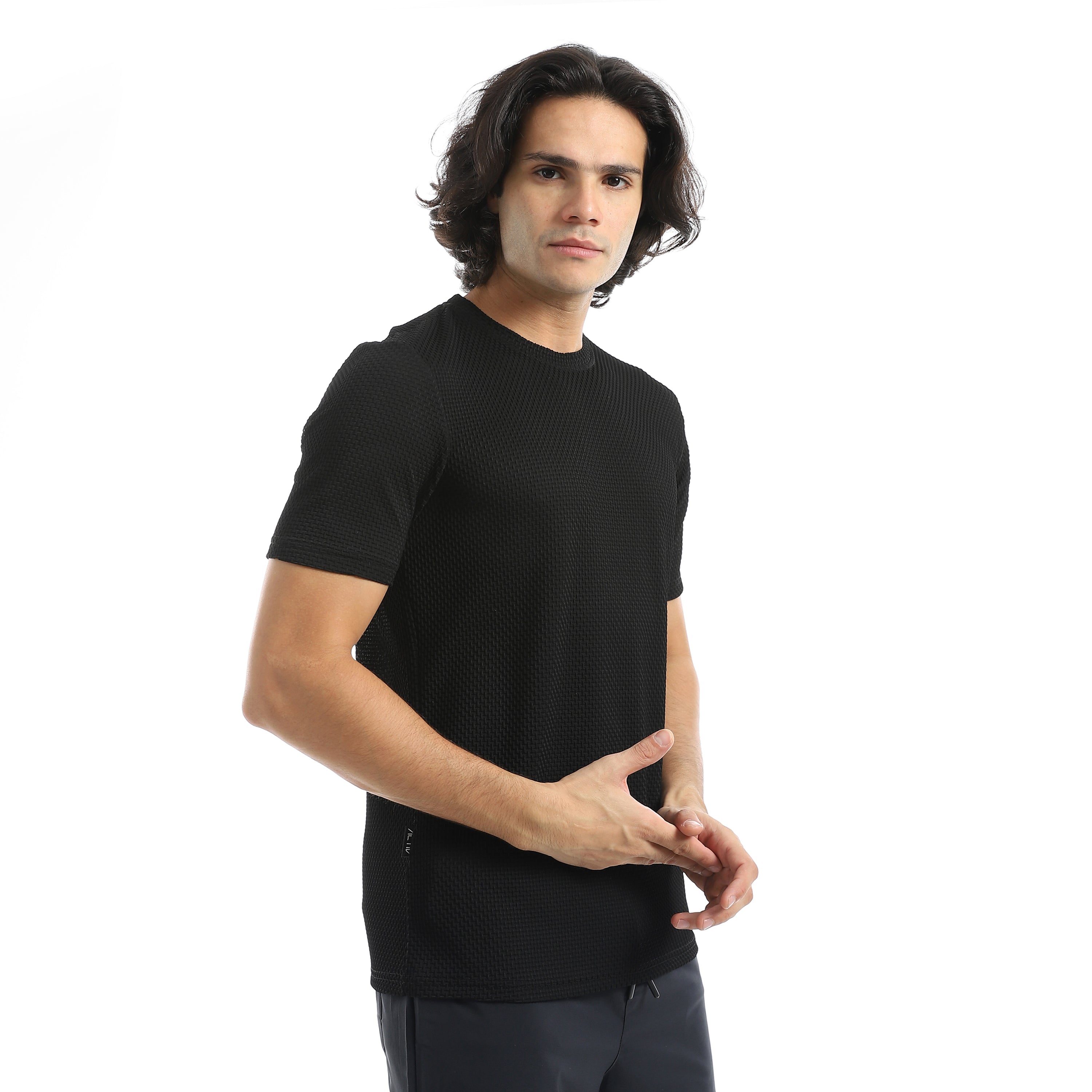 ACTIV MENS PLAIN BASIC T-SHIRT - BLACK