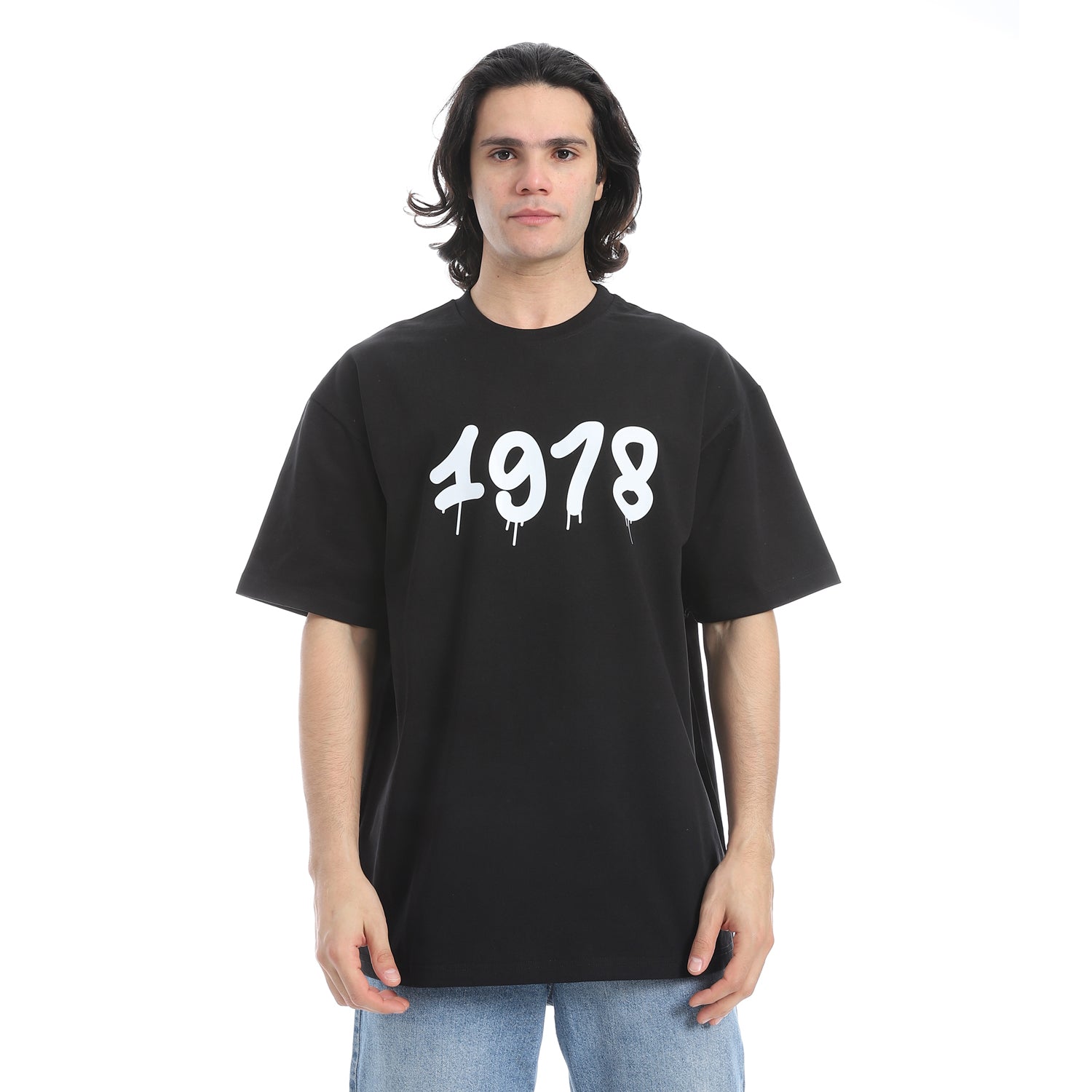 1978 PRINT OVERSIZED T-SHIRT - BLACK