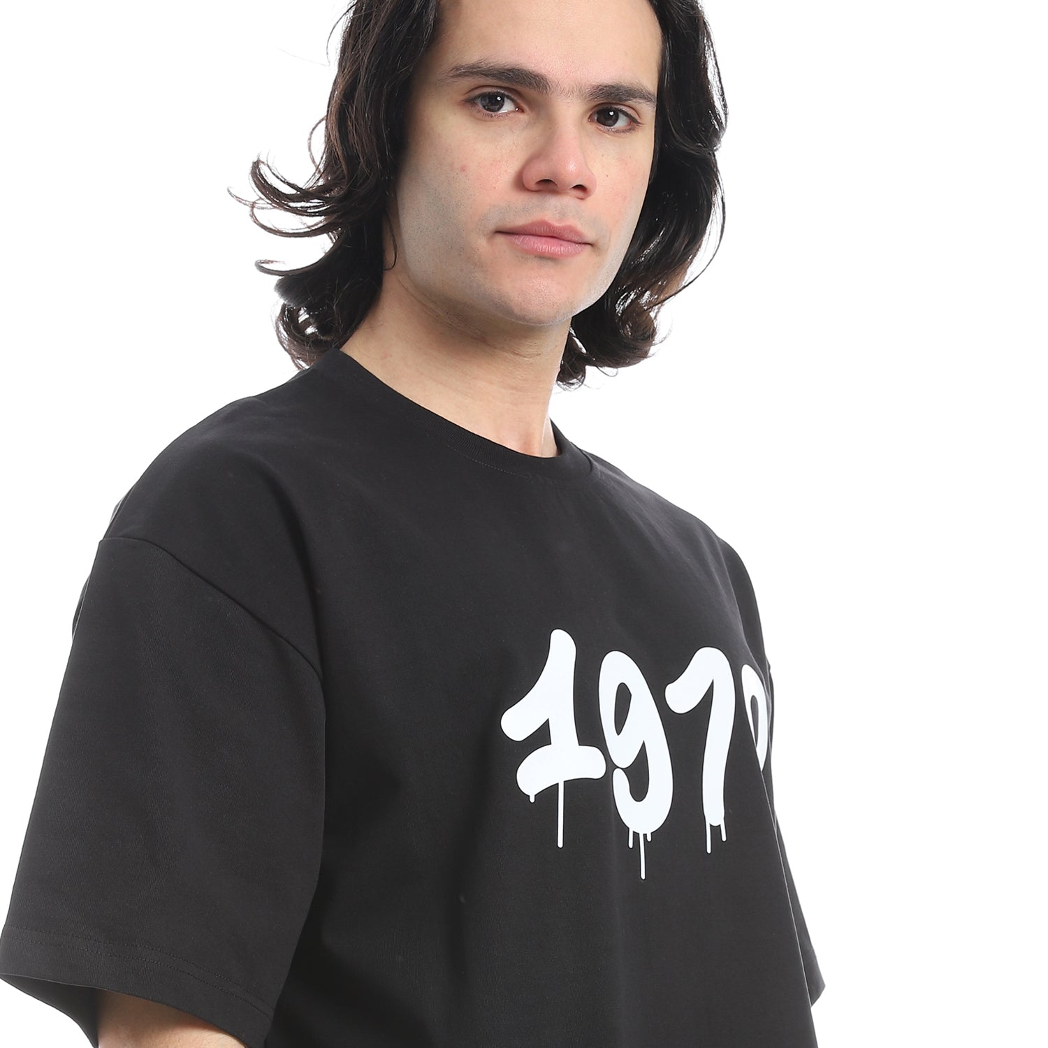 1978 PRINT OVERSIZED T-SHIRT - BLACK
