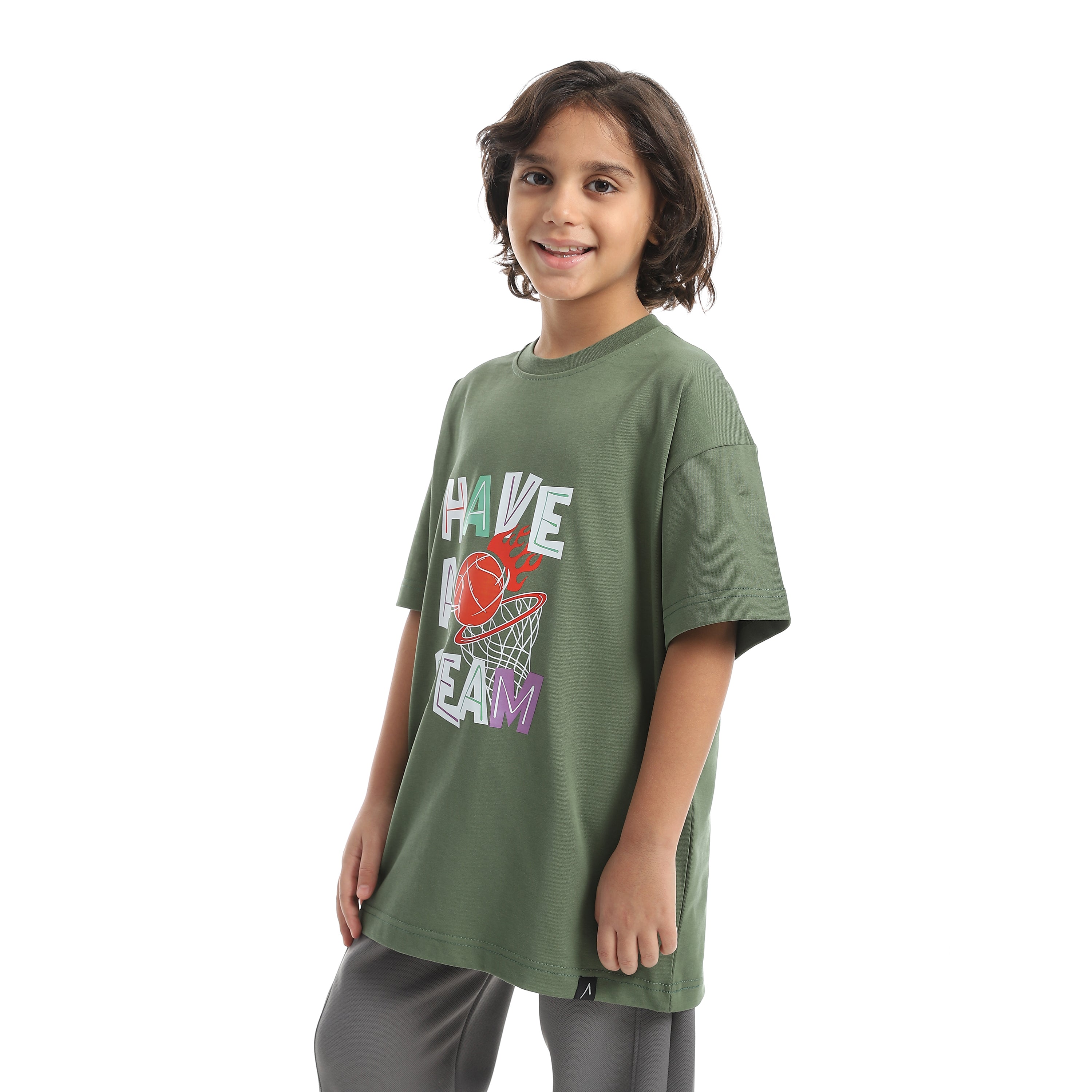 FIRE SHOT OVERSIZED T-SHIRT - زيتى*اخضر