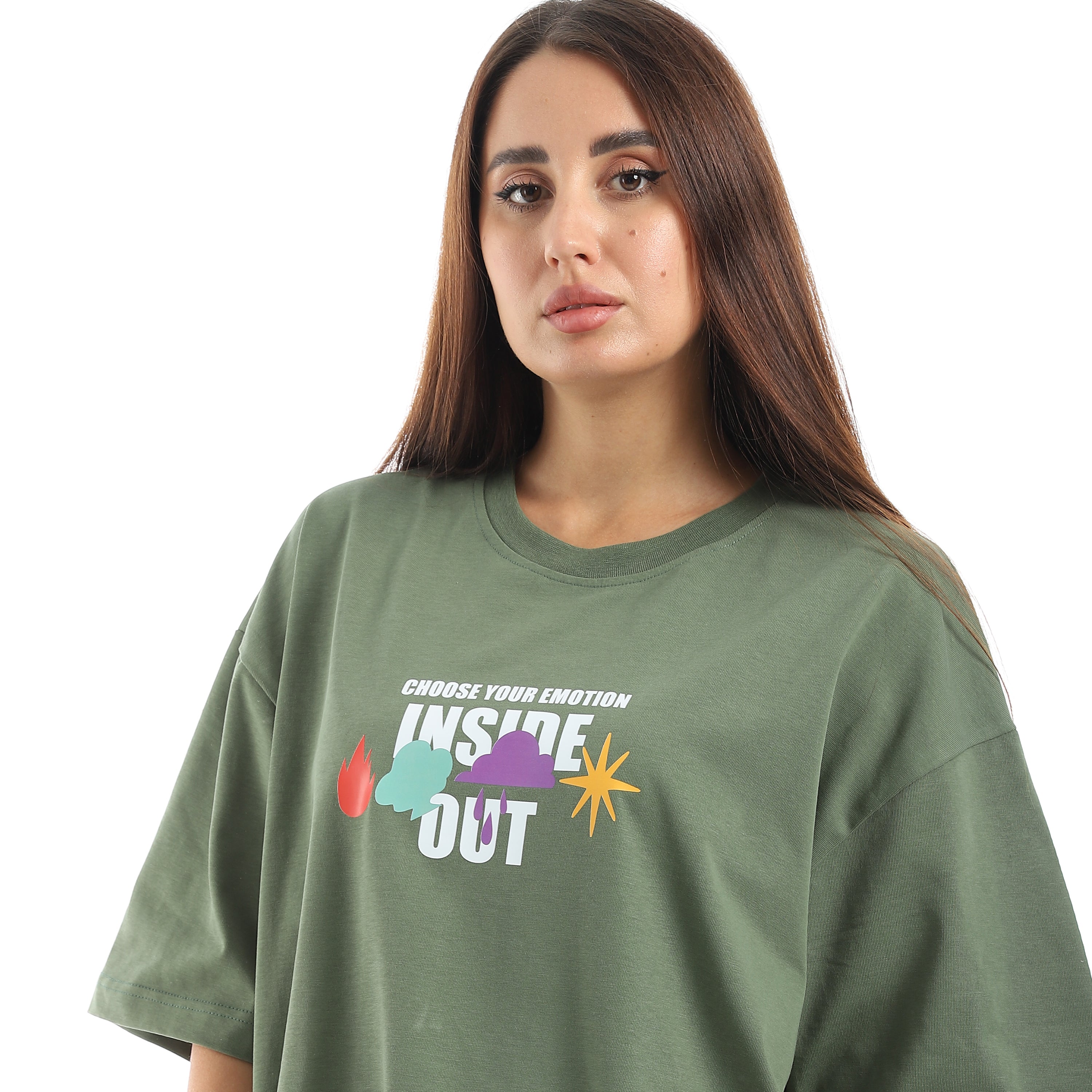 EMOTION SWITCH OVERSIZ T-SHIRT - OLV*GREN