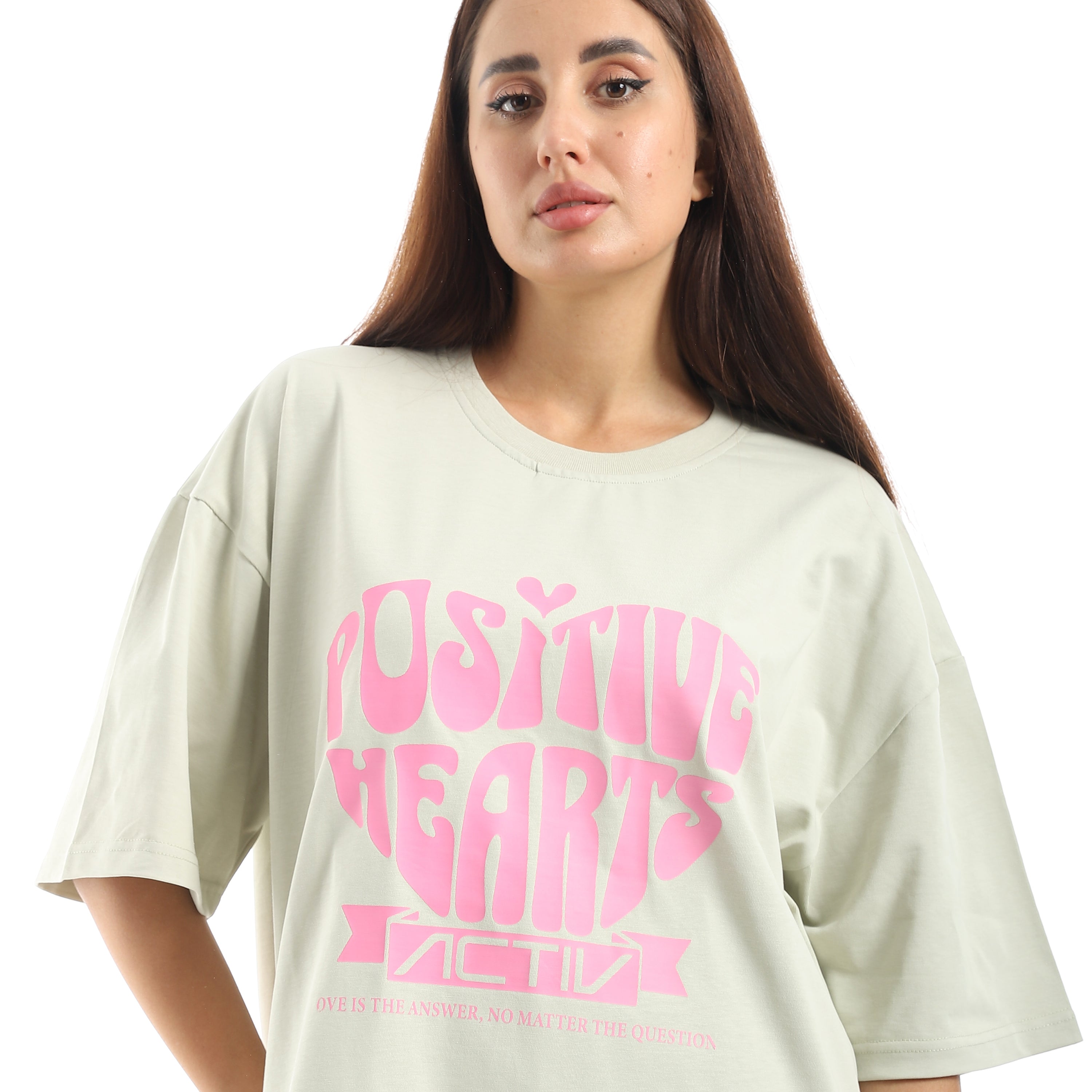 POSITIVE HEART OVERSIZ T-SHIRT - MINT