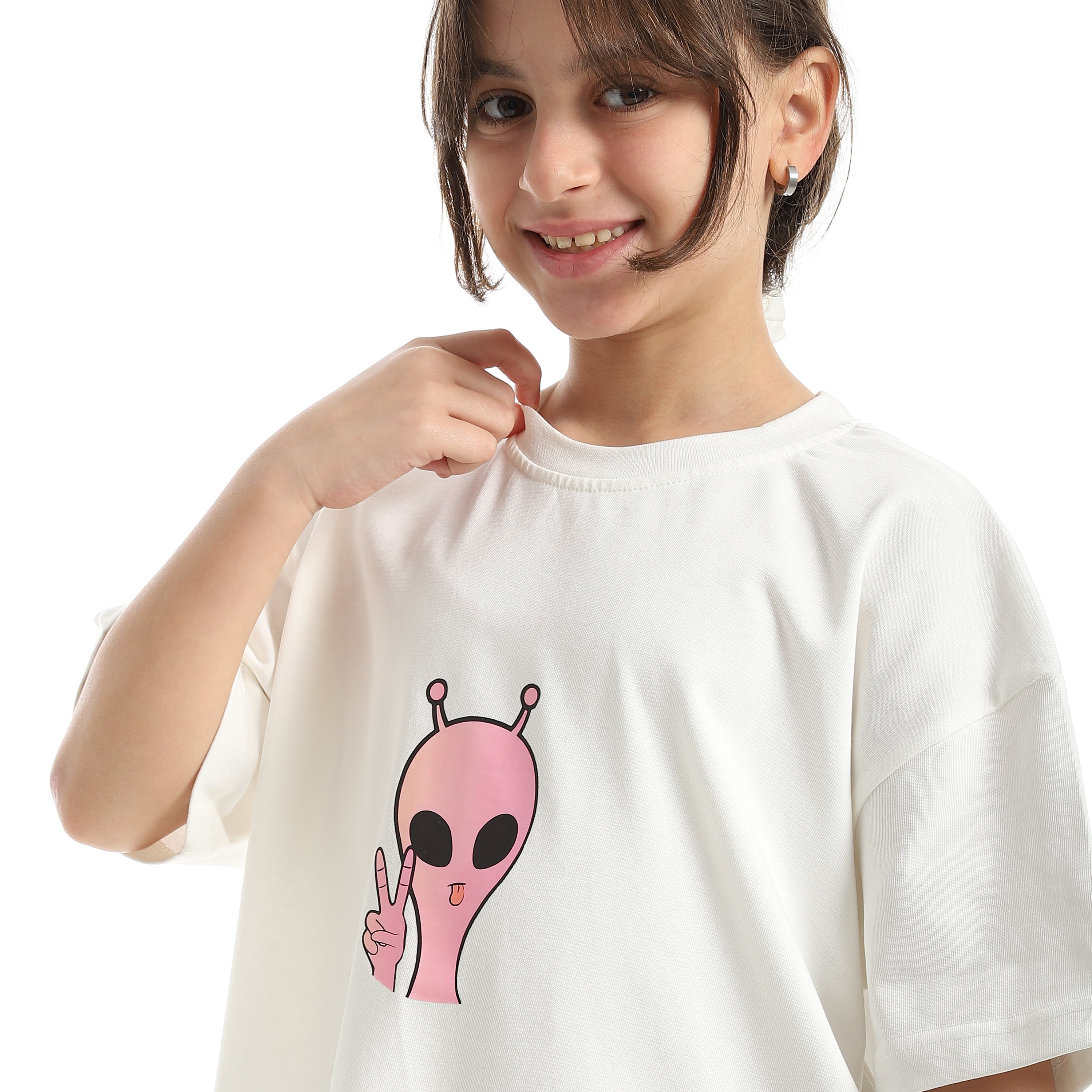 ALIEN MOOD OVERSIZED T-SHIRT - WHITE